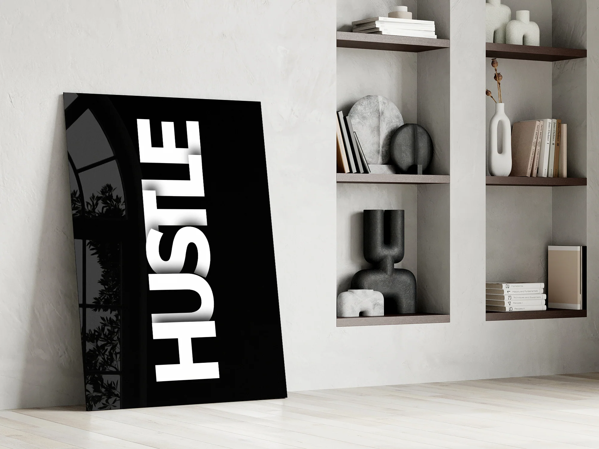 Hustle Bold Black Glass Wall Art - Image 8