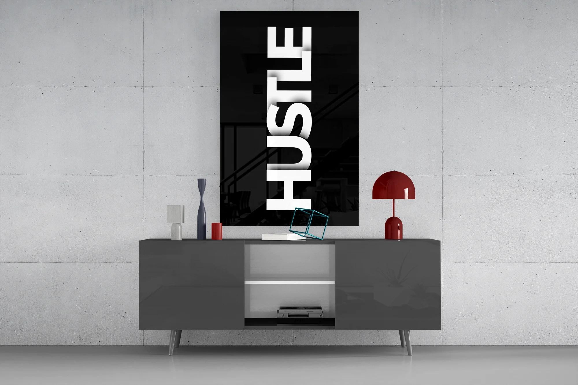 Hustle Bold Black Glass Wall Art - Image 9