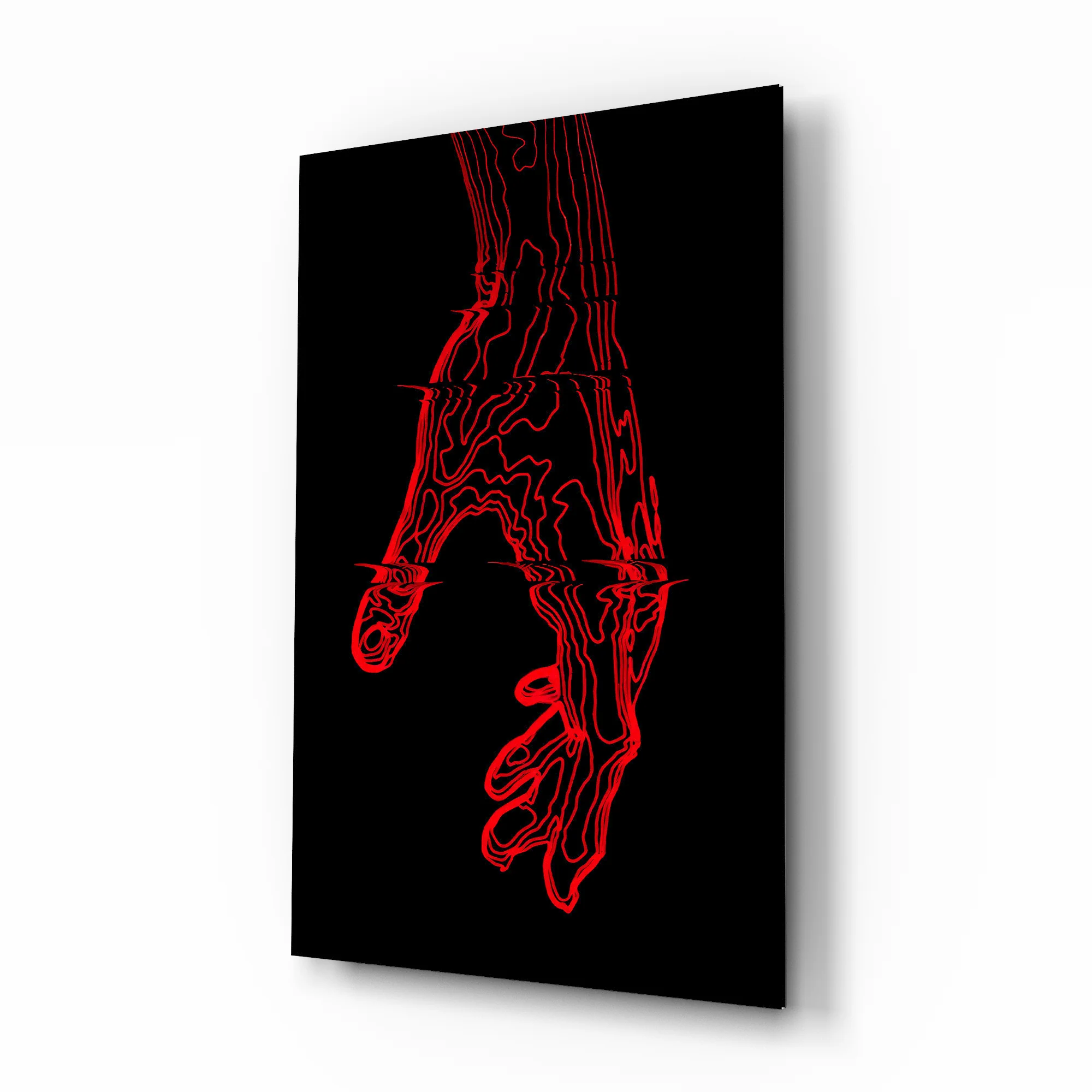 Abstract Red Hand Outline Glass Wall Art - Image 2