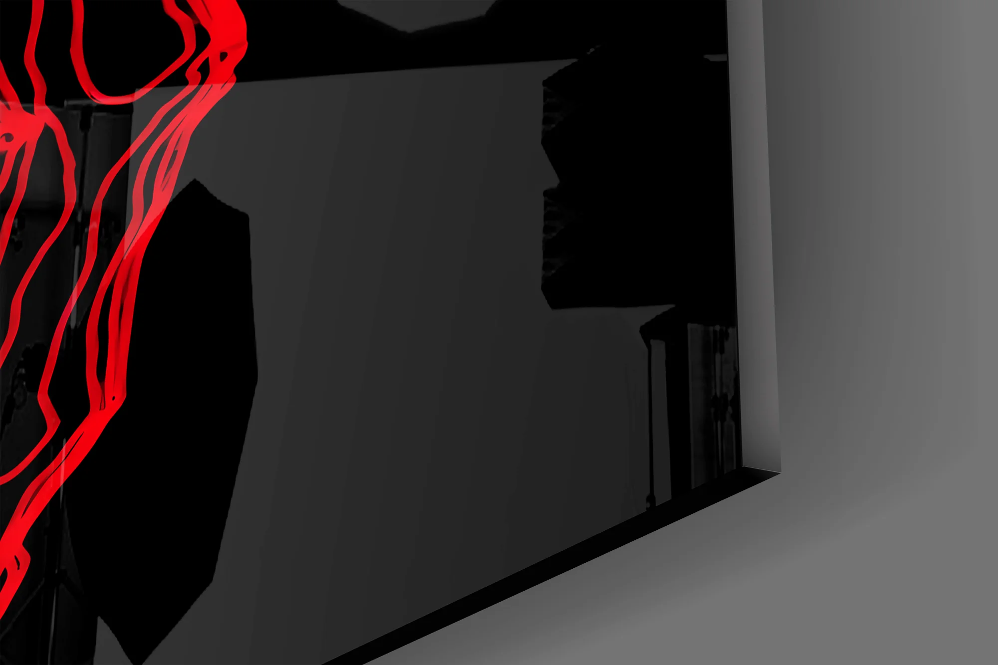 Abstract Red Hand Outline Glass Wall Art - Image 4