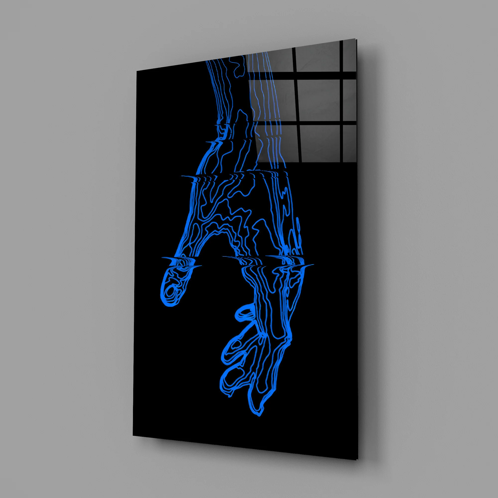 Fluid Blue Hand Silhouette Glass Wall Art - Image 3