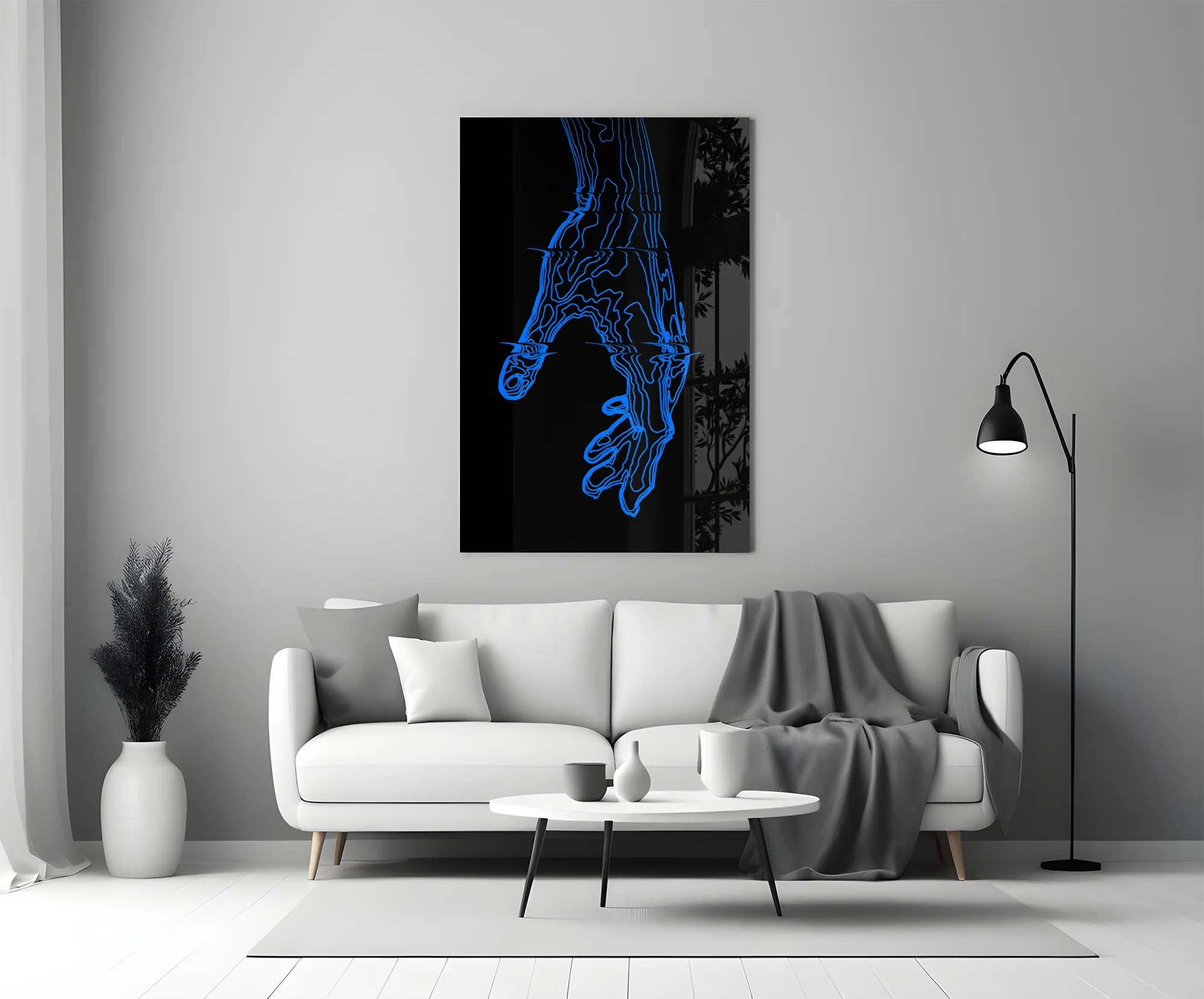 Fluid Blue Hand Silhouette Glass Wall Art - Image 6