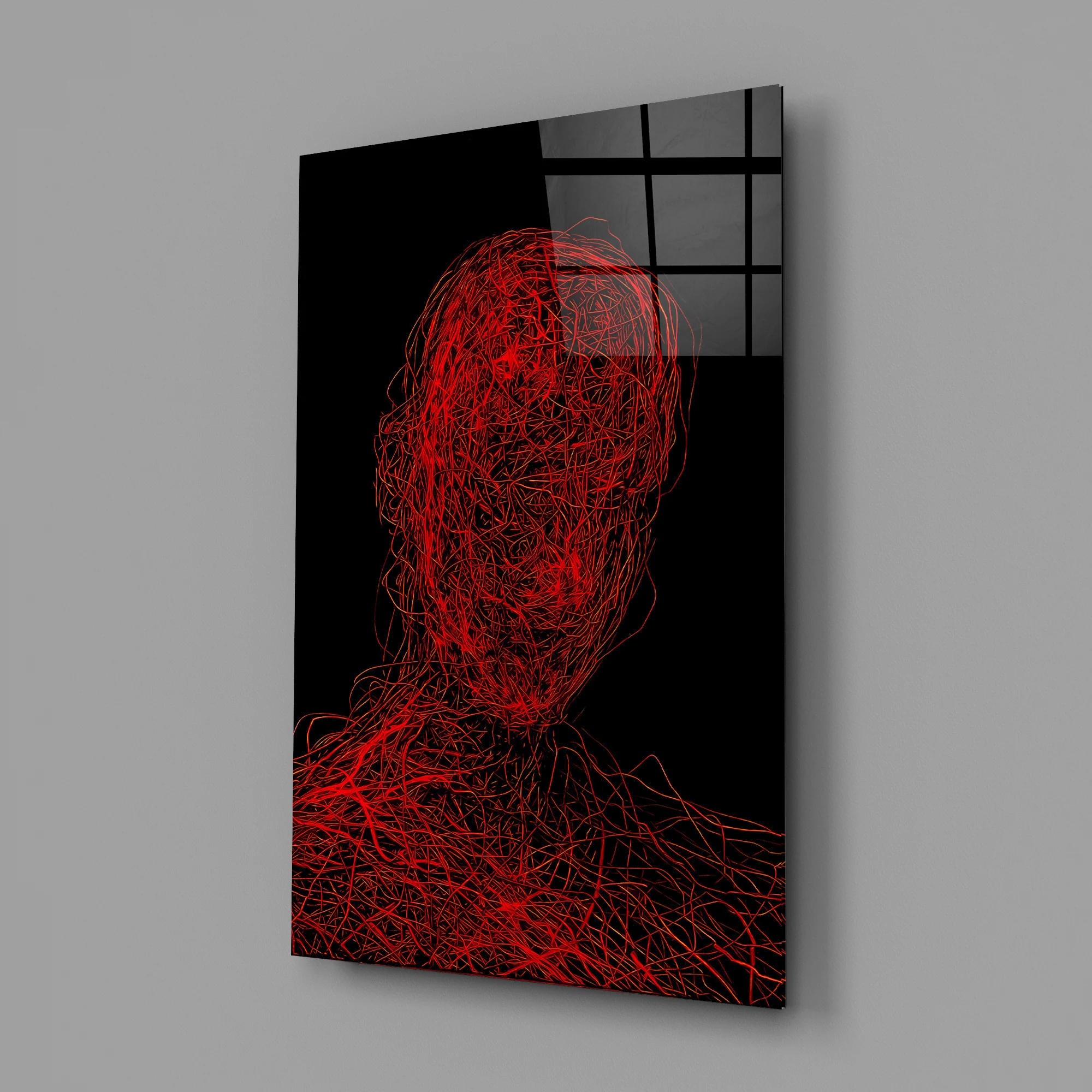 Red Tangle Portrait Glass Wall Art - Image 3