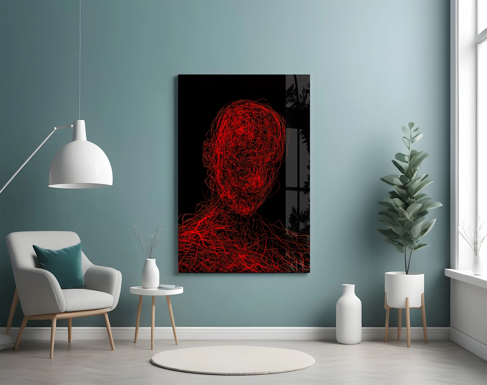 Red Tangle Portrait Glass Wall Art - Image 5