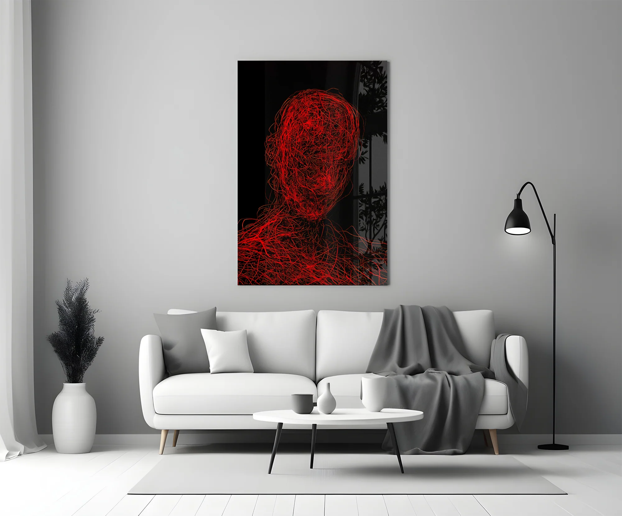 Red Tangle Portrait Glass Wall Art - Image 6