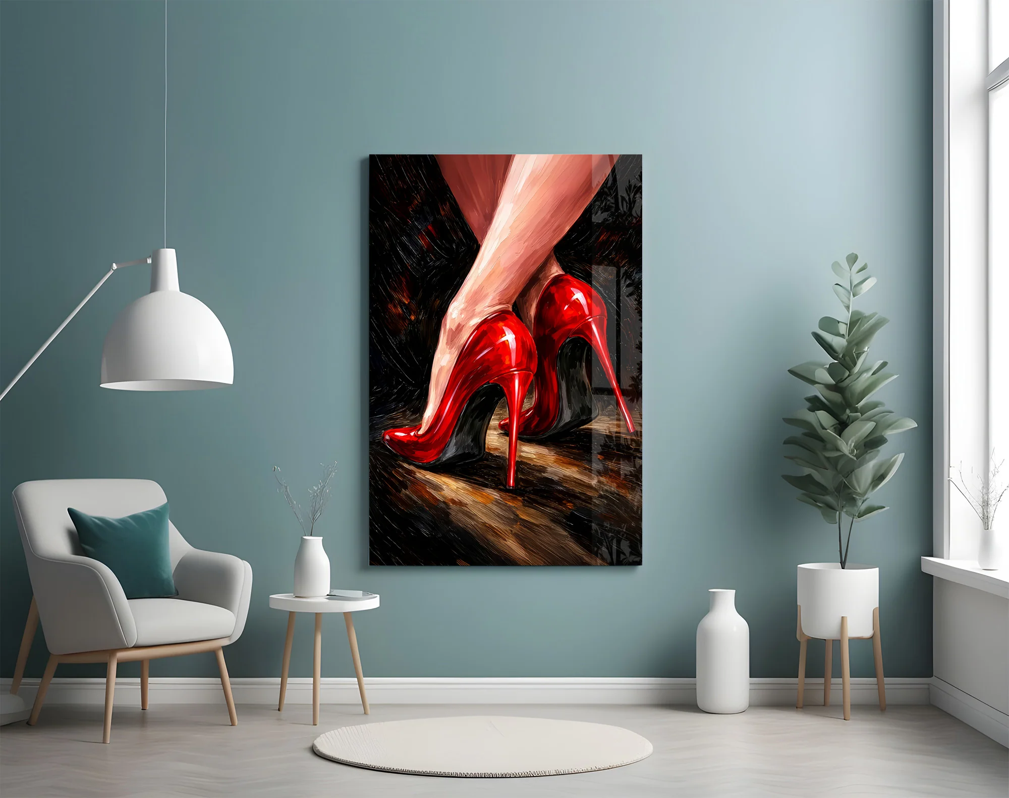 Elegant Red Stiletto Heels Glass Wall Art - Image 5