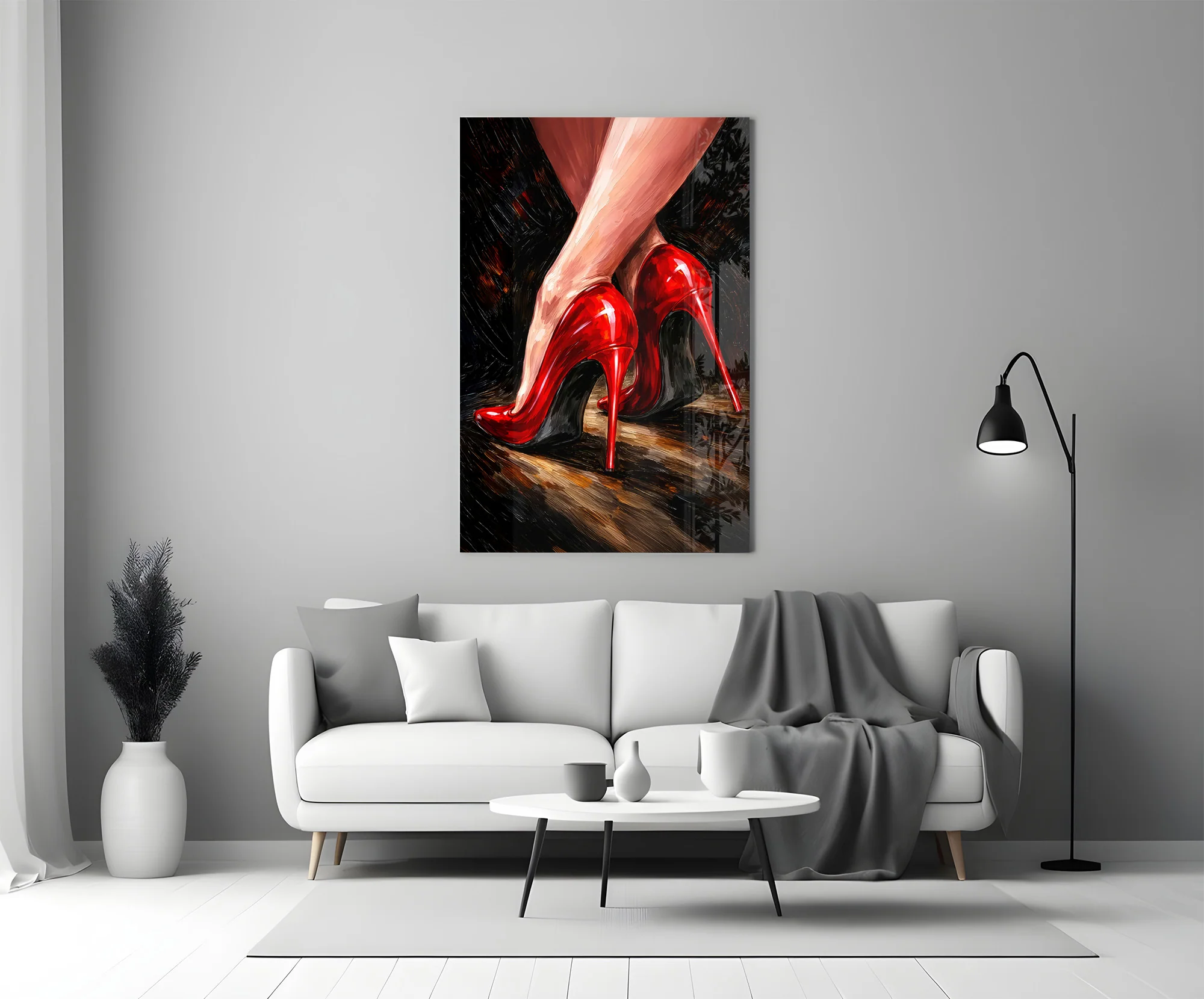 Elegant Red Stiletto Heels Glass Wall Art - Image 6