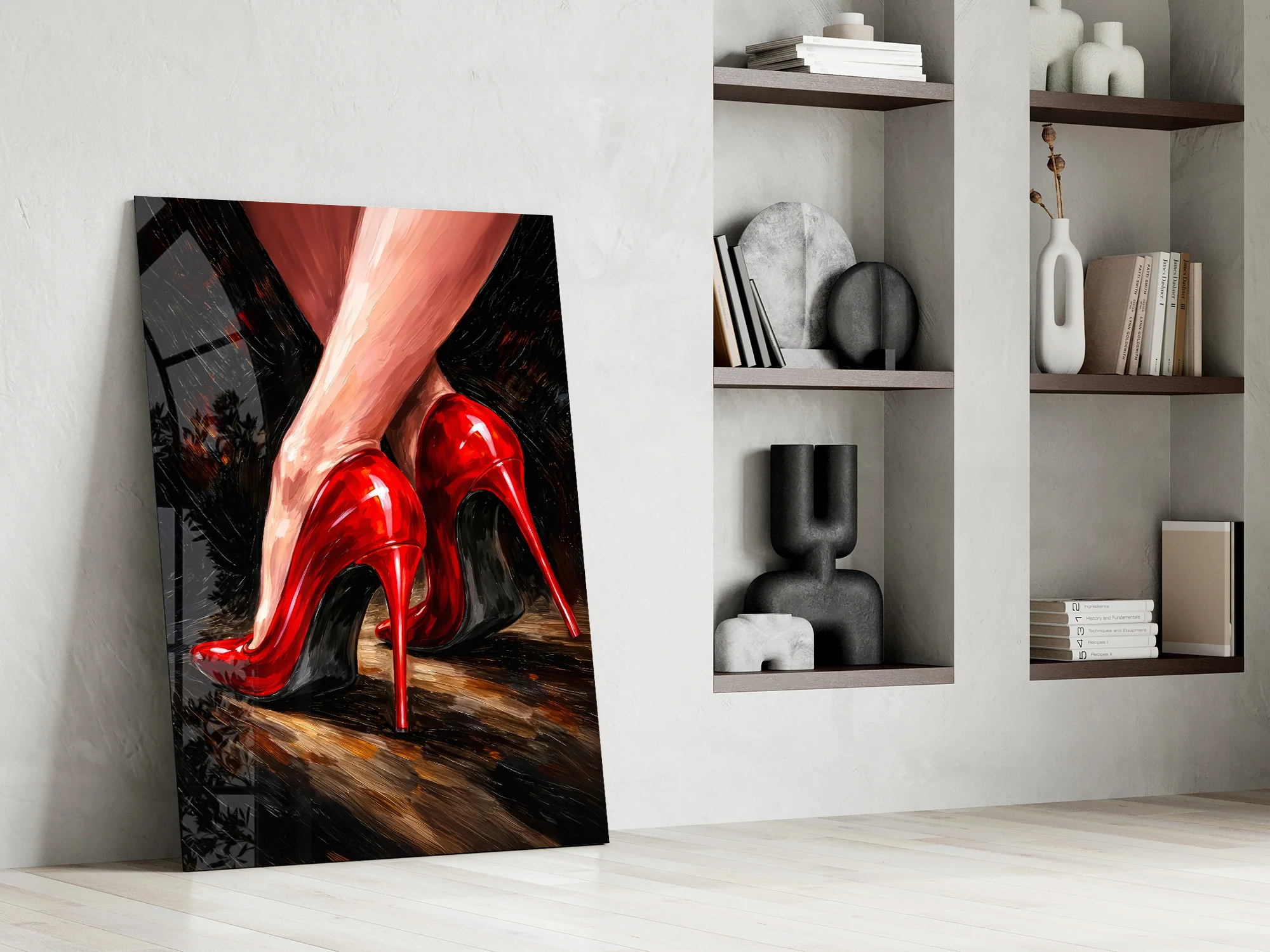 Elegant Red Stiletto Heels Glass Wall Art - Image 8