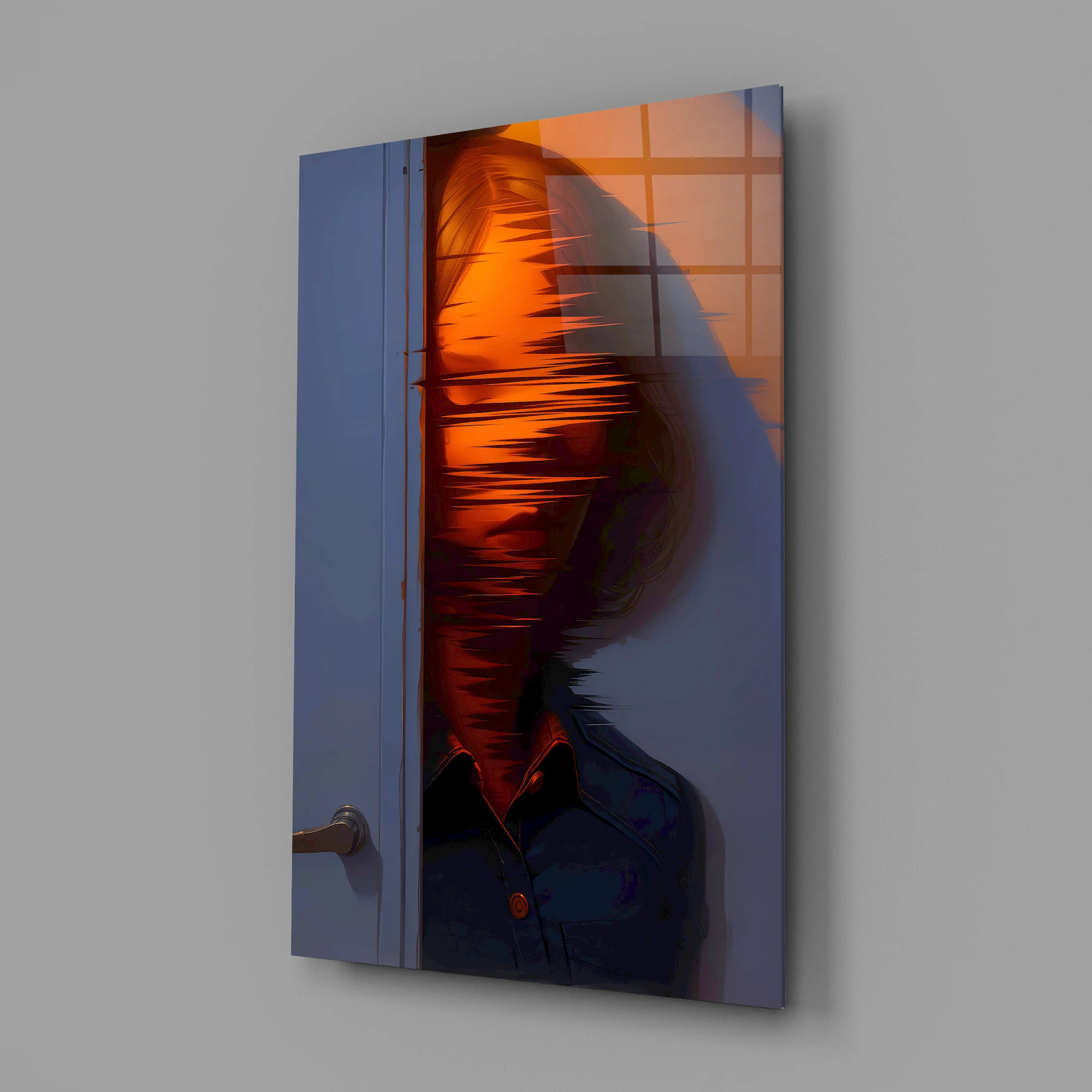 Mysterious Doorway Reflection Glass Wall Art - Image 3