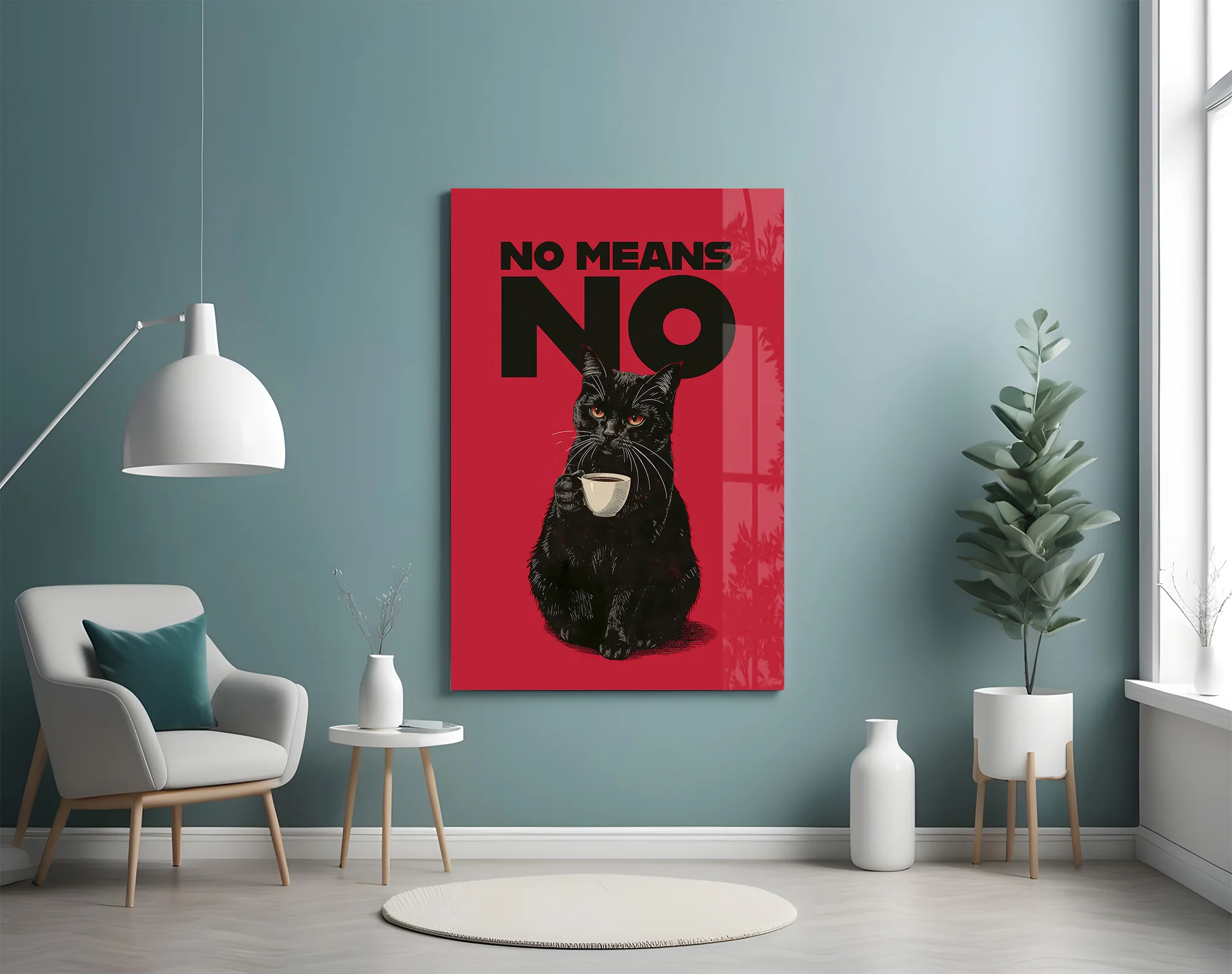 Black Cat No Means No Glass Wall Art - Image 5