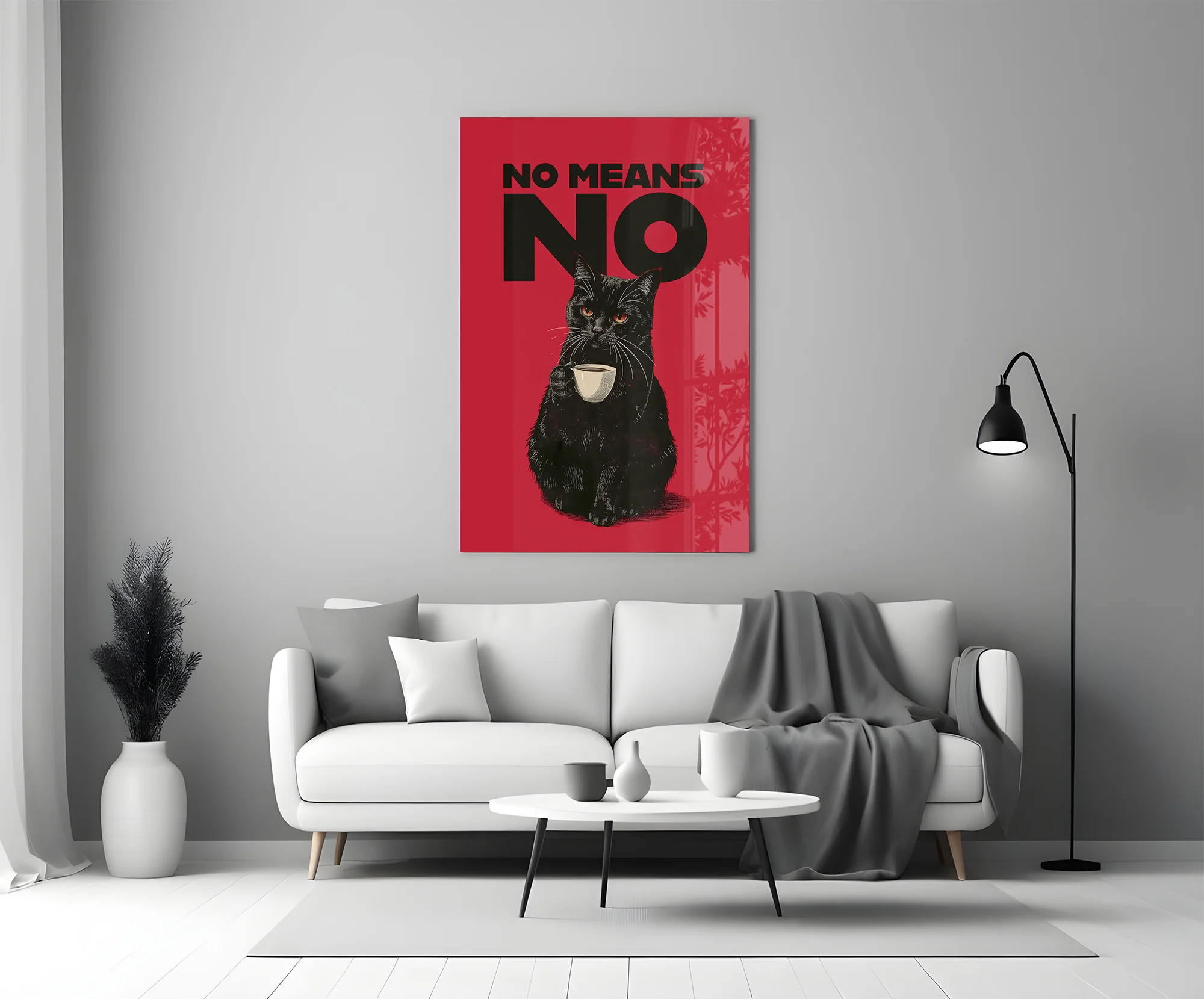 Black Cat No Means No Glass Wall Art - Image 6