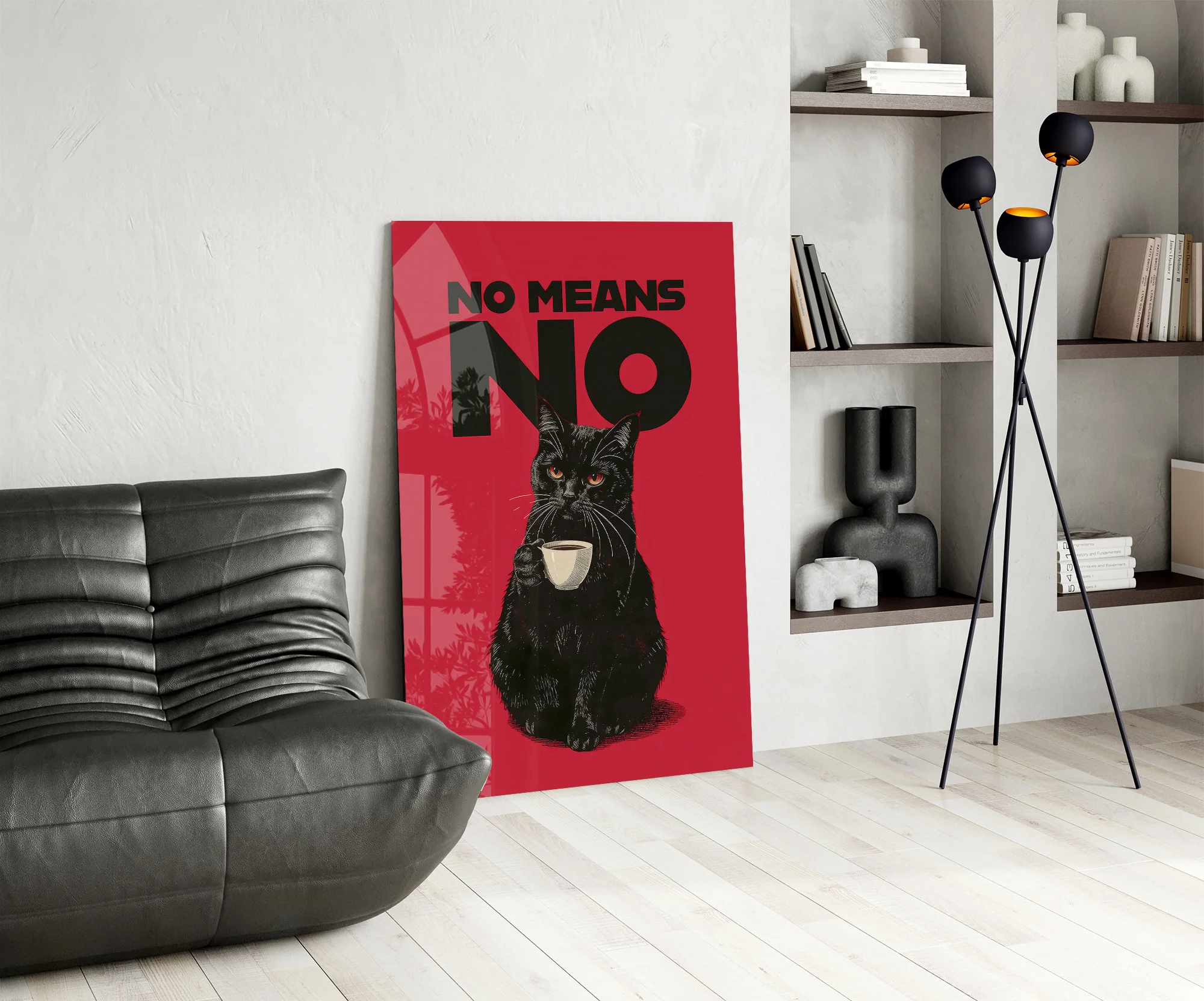 Black Cat No Means No Glass Wall Art - Image 7