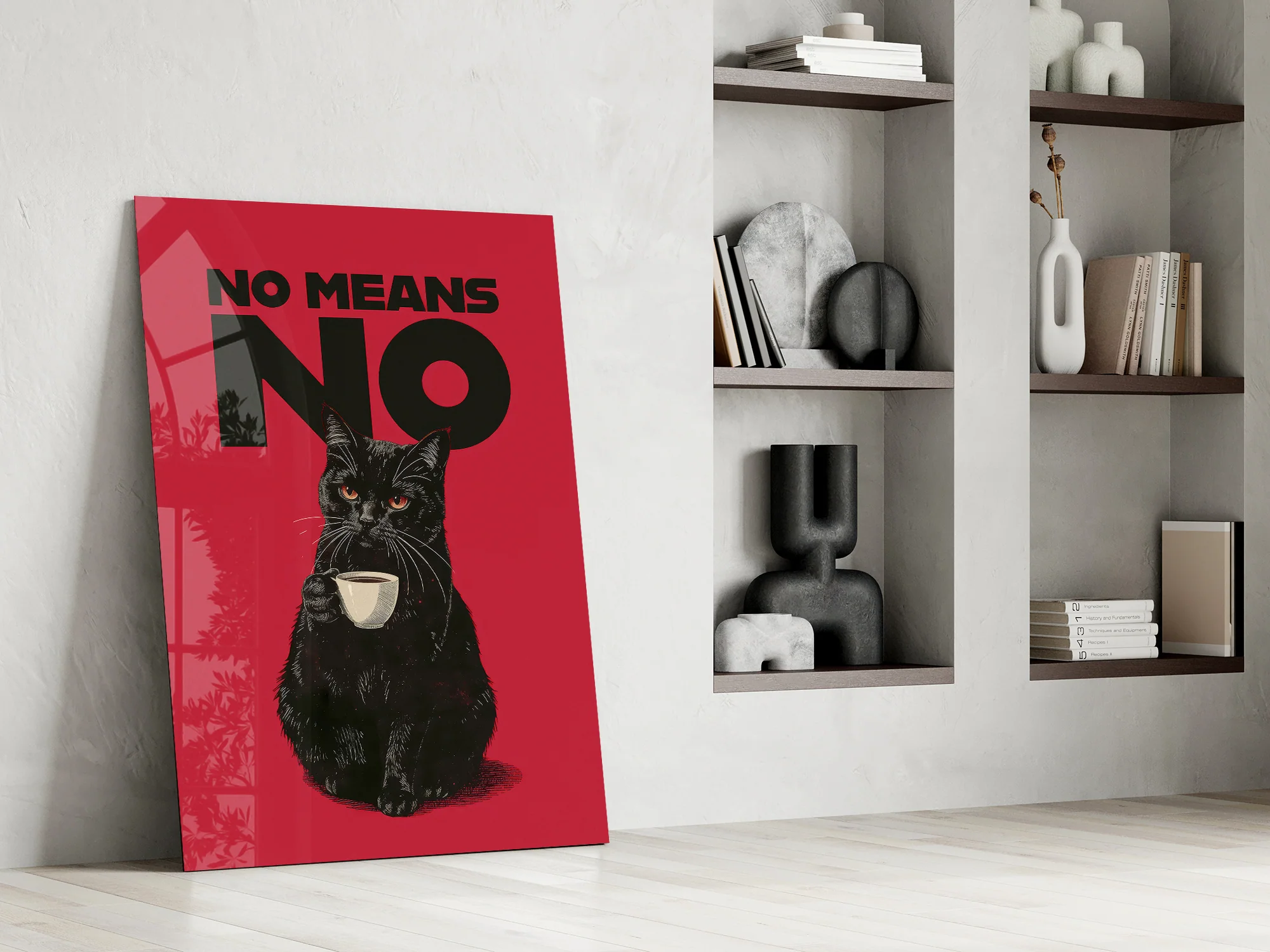 Black Cat No Means No Glass Wall Art - Image 8