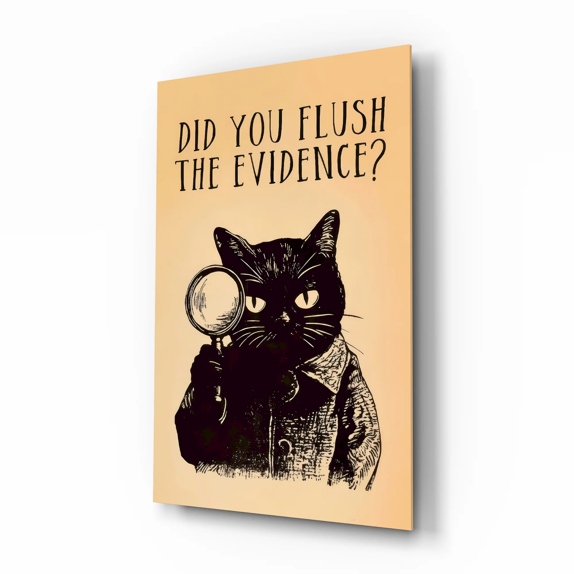 Vintage Cat Detective Glass Wall Art - Image 2
