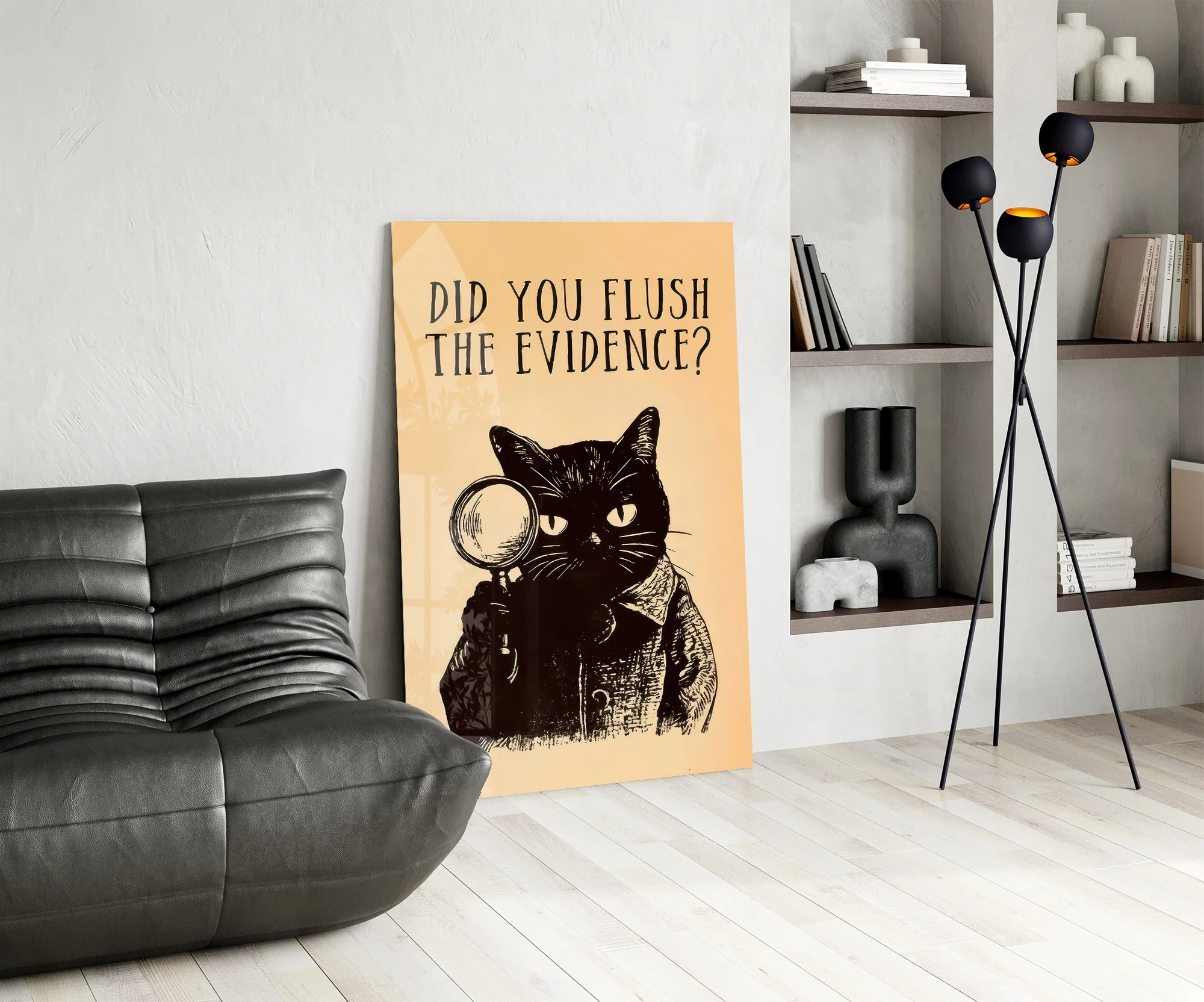 Vintage Cat Detective Glass Wall Art - Image 7
