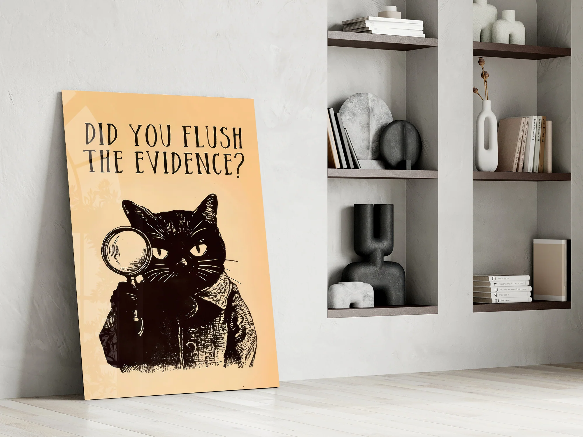 Vintage Cat Detective Glass Wall Art - Image 8