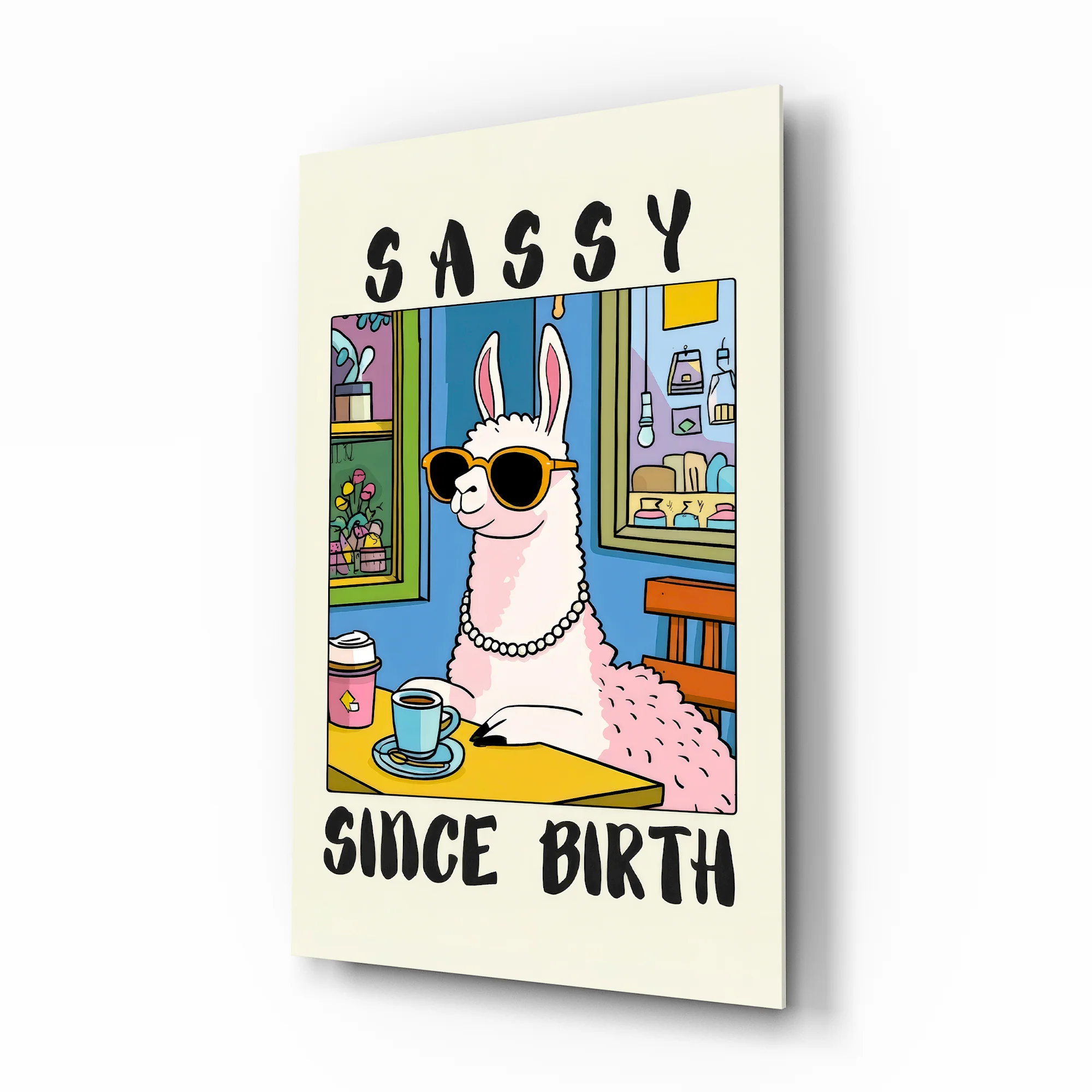Sassy Llama in Sunglasses Glass Wall Art - Image 2