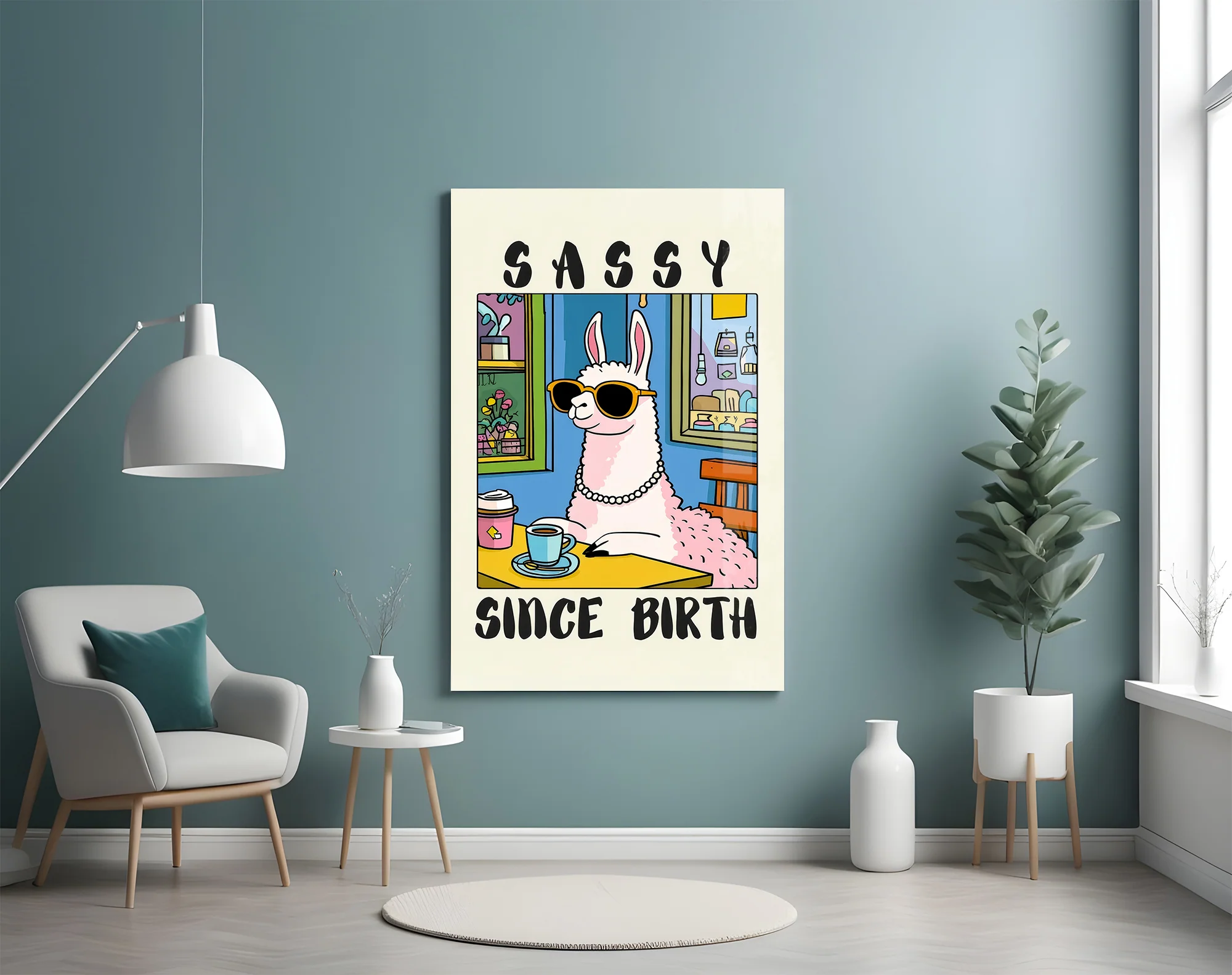 Sassy Llama in Sunglasses Glass Wall Art - Image 5