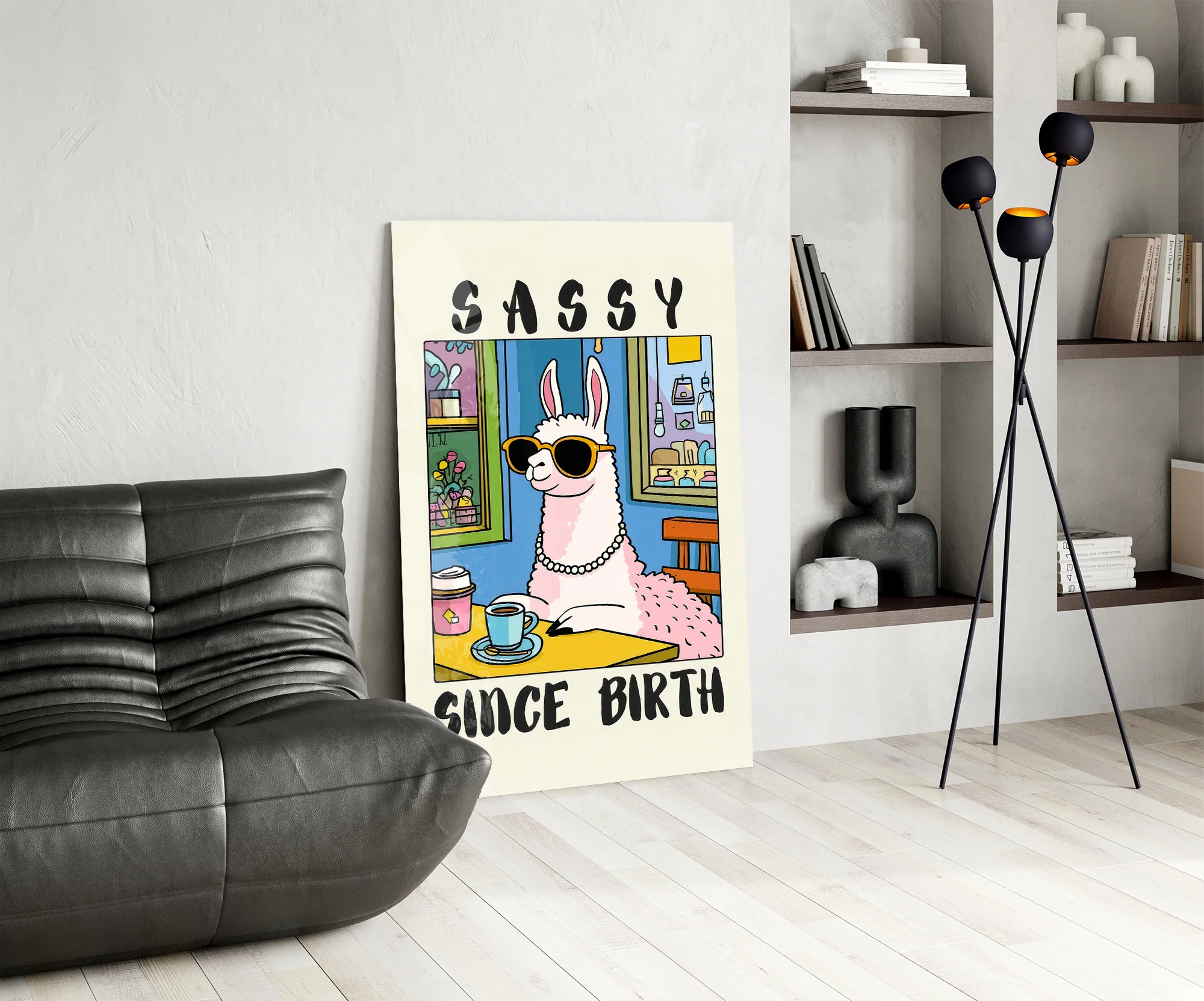 Sassy Llama in Sunglasses Glass Wall Art - Image 7