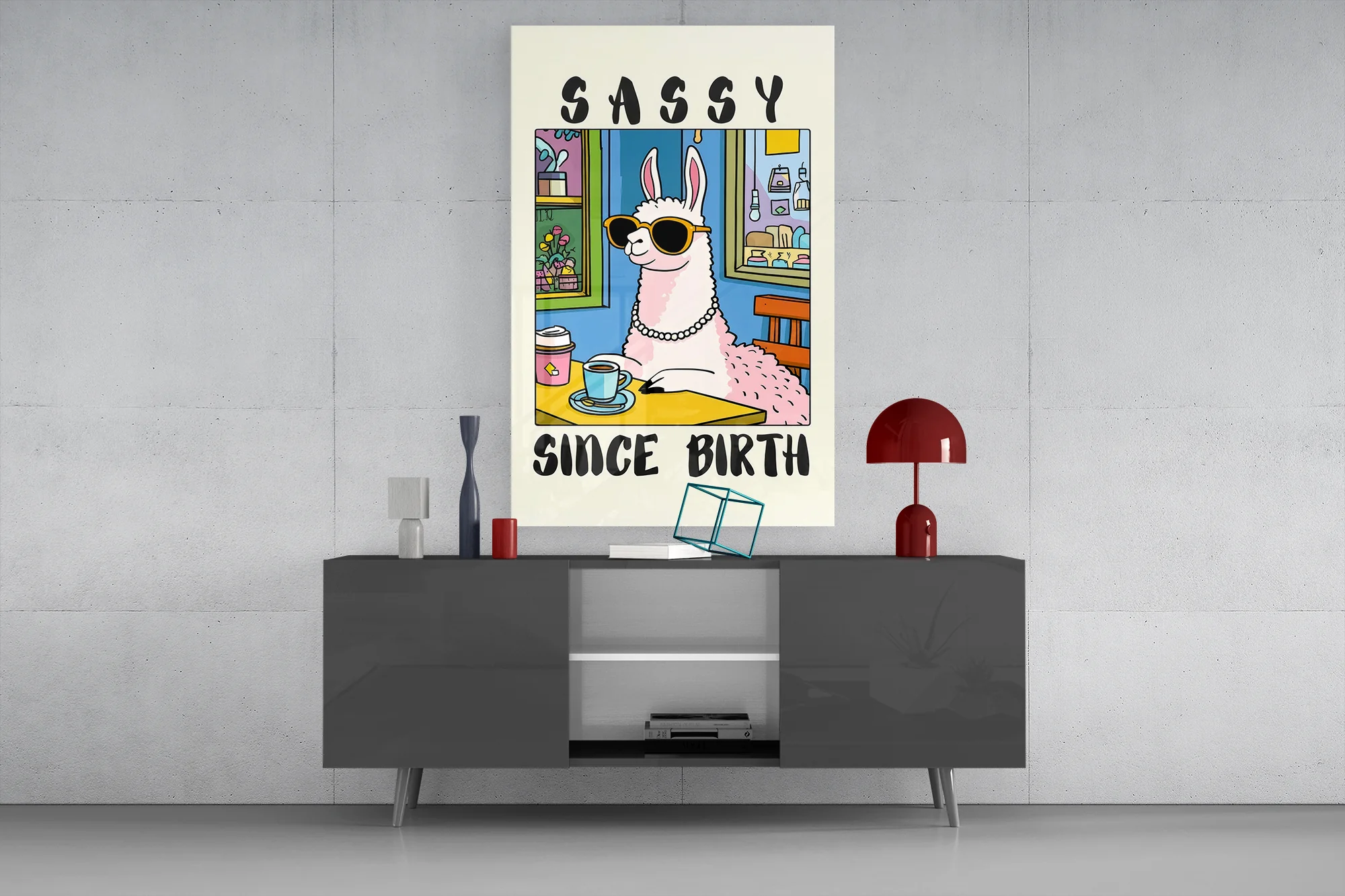 Sassy Llama in Sunglasses Glass Wall Art - Image 9