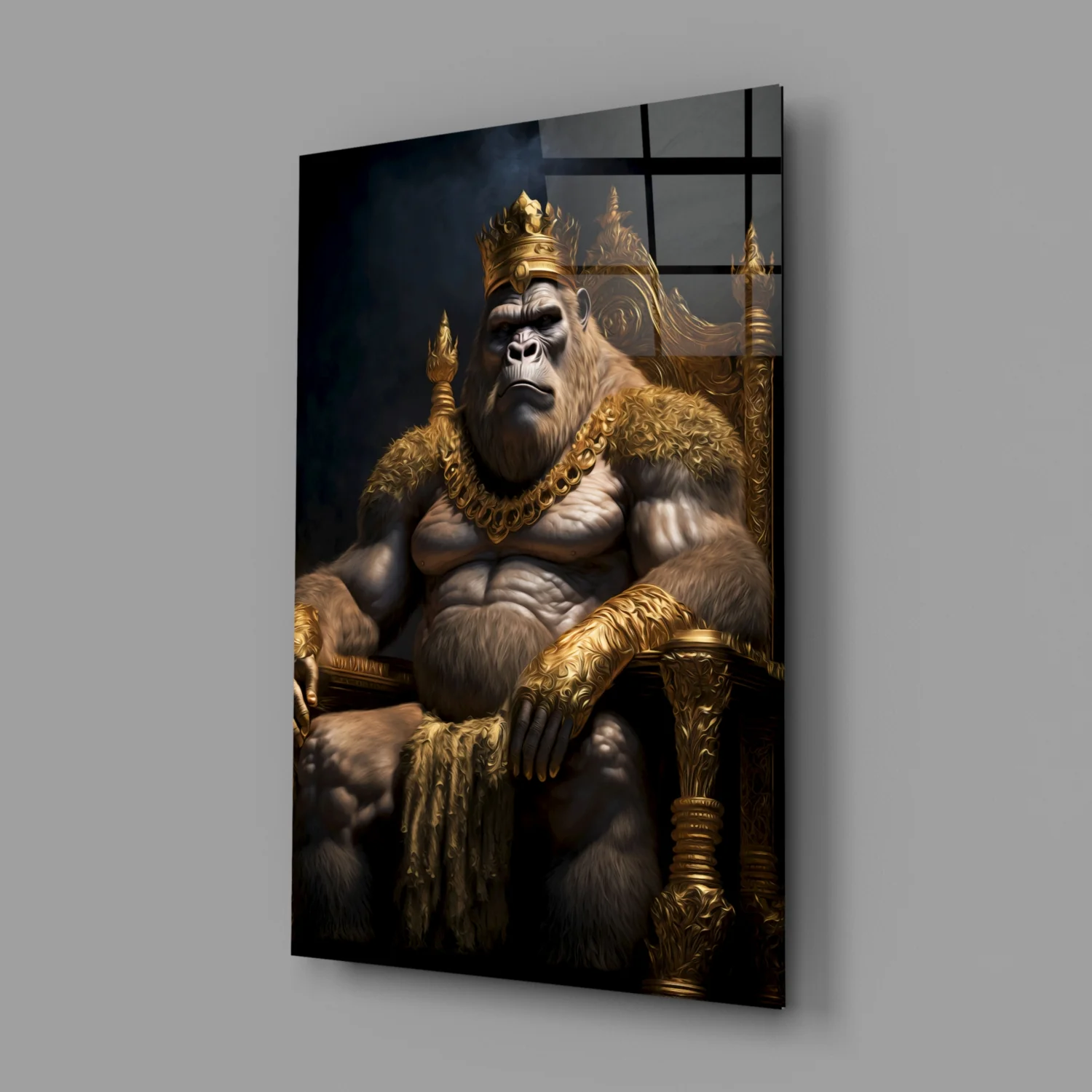 Ape King in Throne Glass Wall Art  || Designer Collection - Image 3