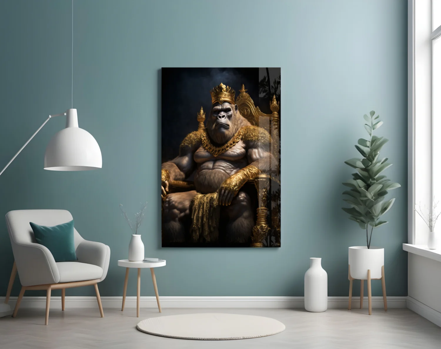 Ape King in Throne Glass Wall Art  || Designer Collection - Image 5