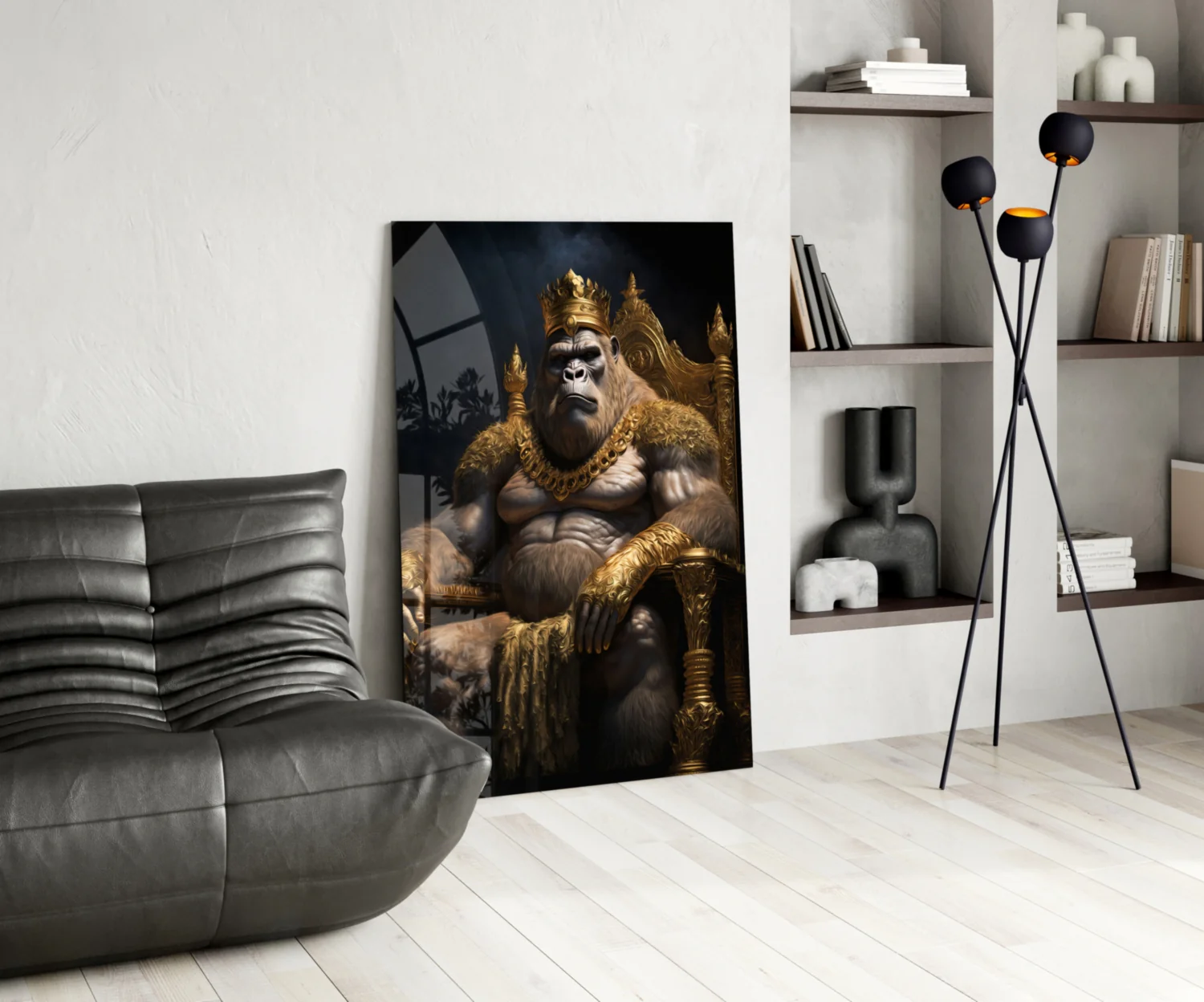 Ape King in Throne Glass Wall Art  || Designer Collection - Image 6