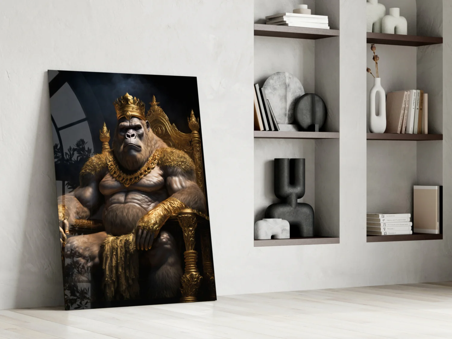 Ape King in Throne Glass Wall Art  || Designer Collection - Image 7