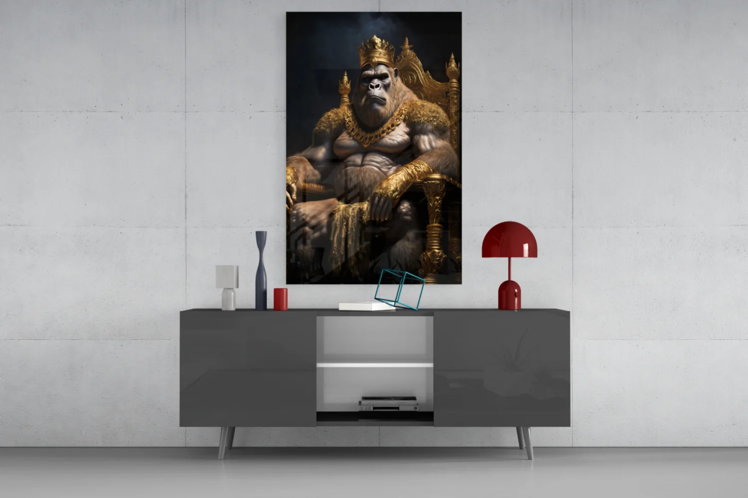 Ape King in Throne Glass Wall Art  || Designer Collection - Image 9