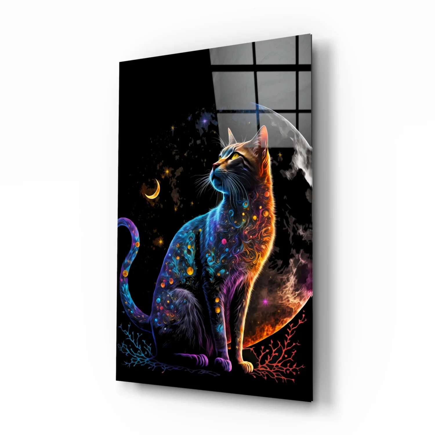 Moon Cat Glass Wall Art || Designer Collection - Image 2