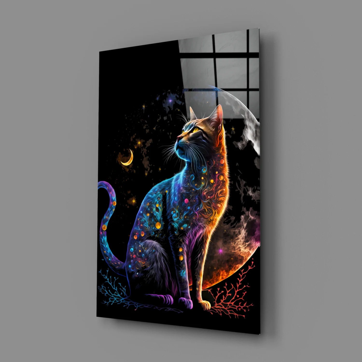 Moon Cat Glass Wall Art || Designer Collection - Image 3
