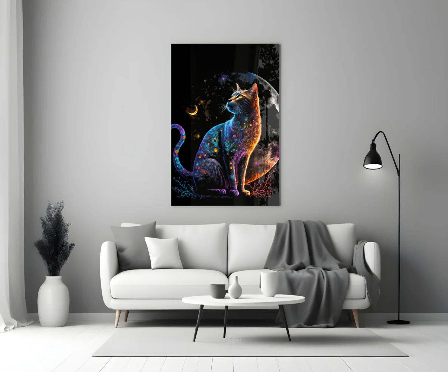 Moon Cat Glass Wall Art || Designer Collection - Image 4