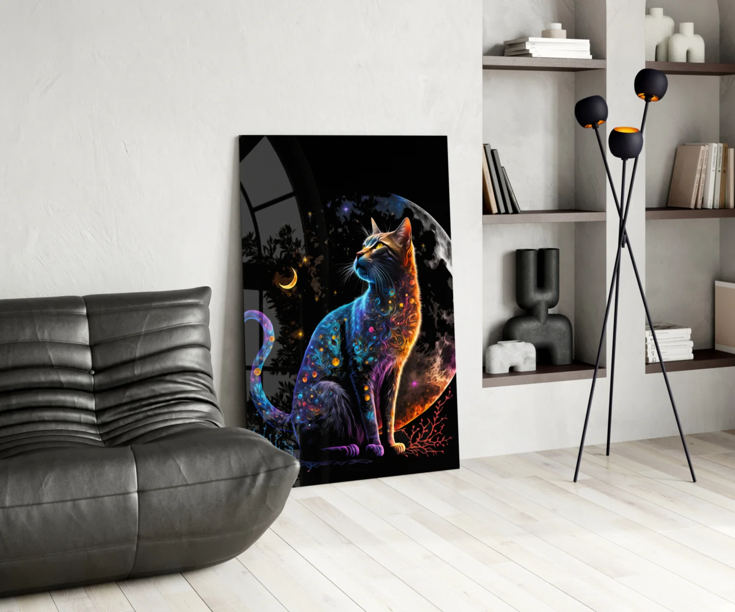 Moon Cat Glass Wall Art || Designer Collection - Image 6
