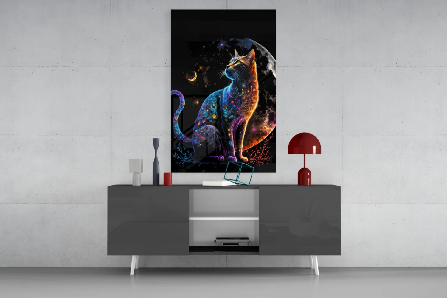 Moon Cat Glass Wall Art || Designer Collection - Image 9