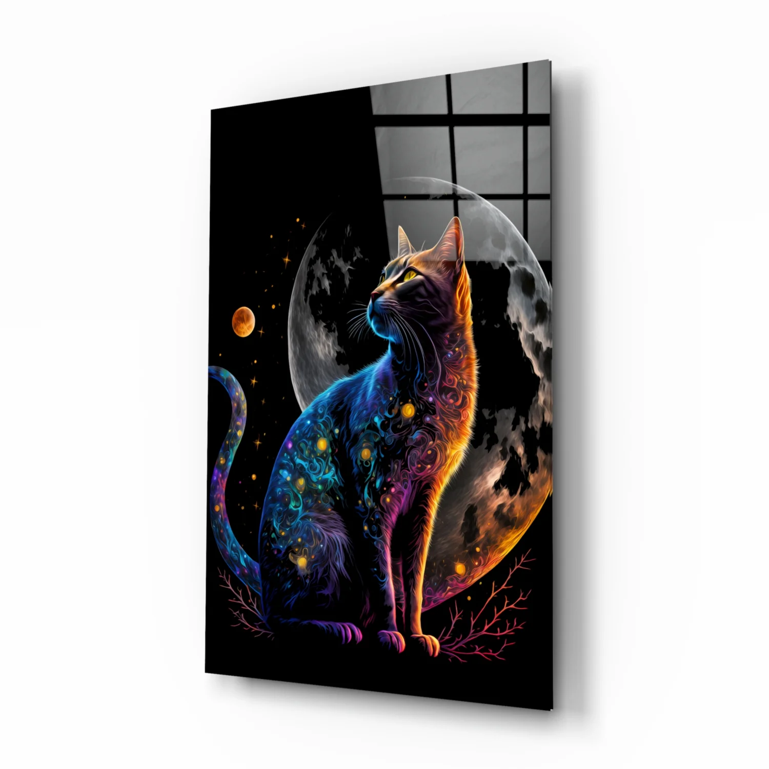 Moon Cat Glass Wall Art  || Designer Collection - Image 2
