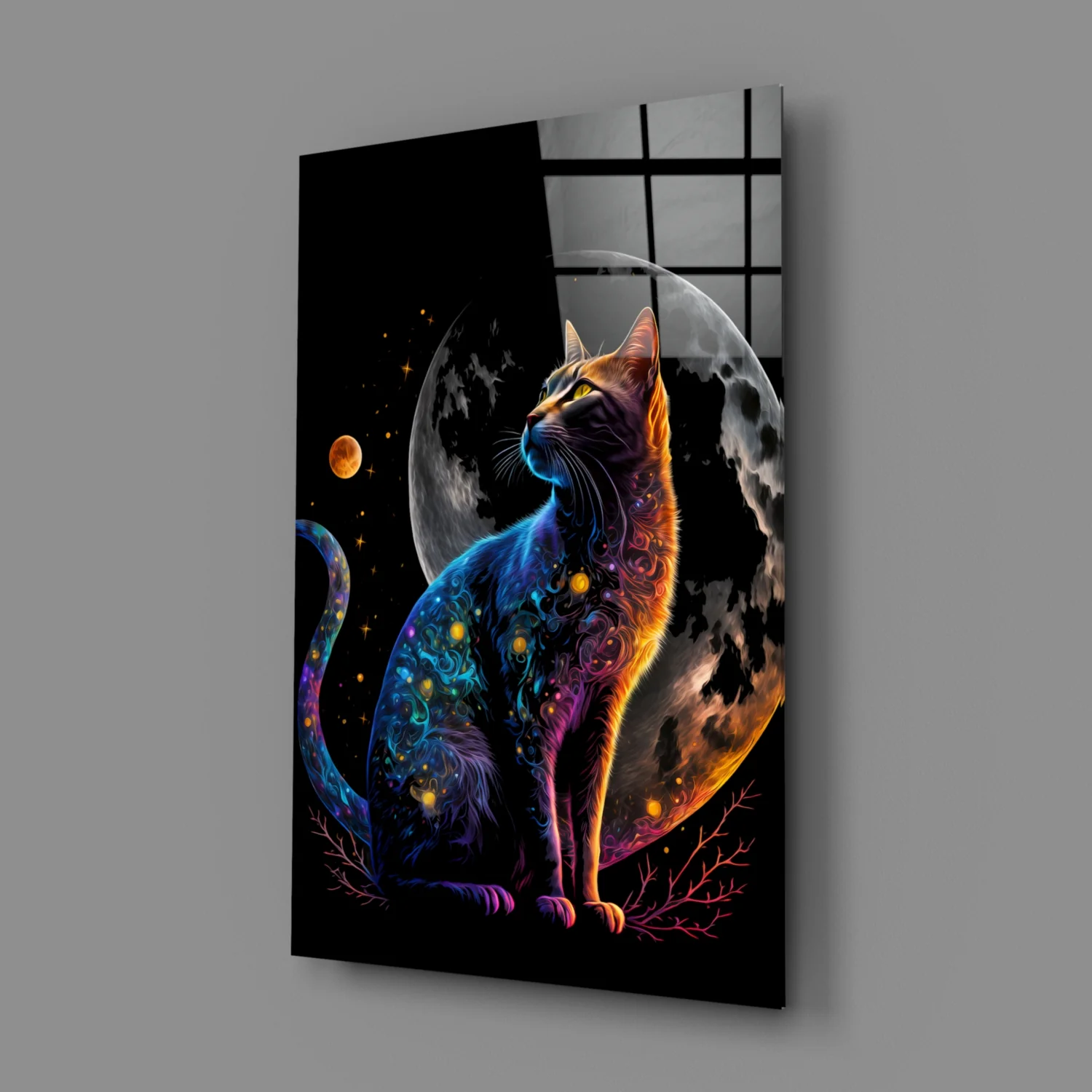 Moon Cat Glass Wall Art  || Designer Collection - Image 3