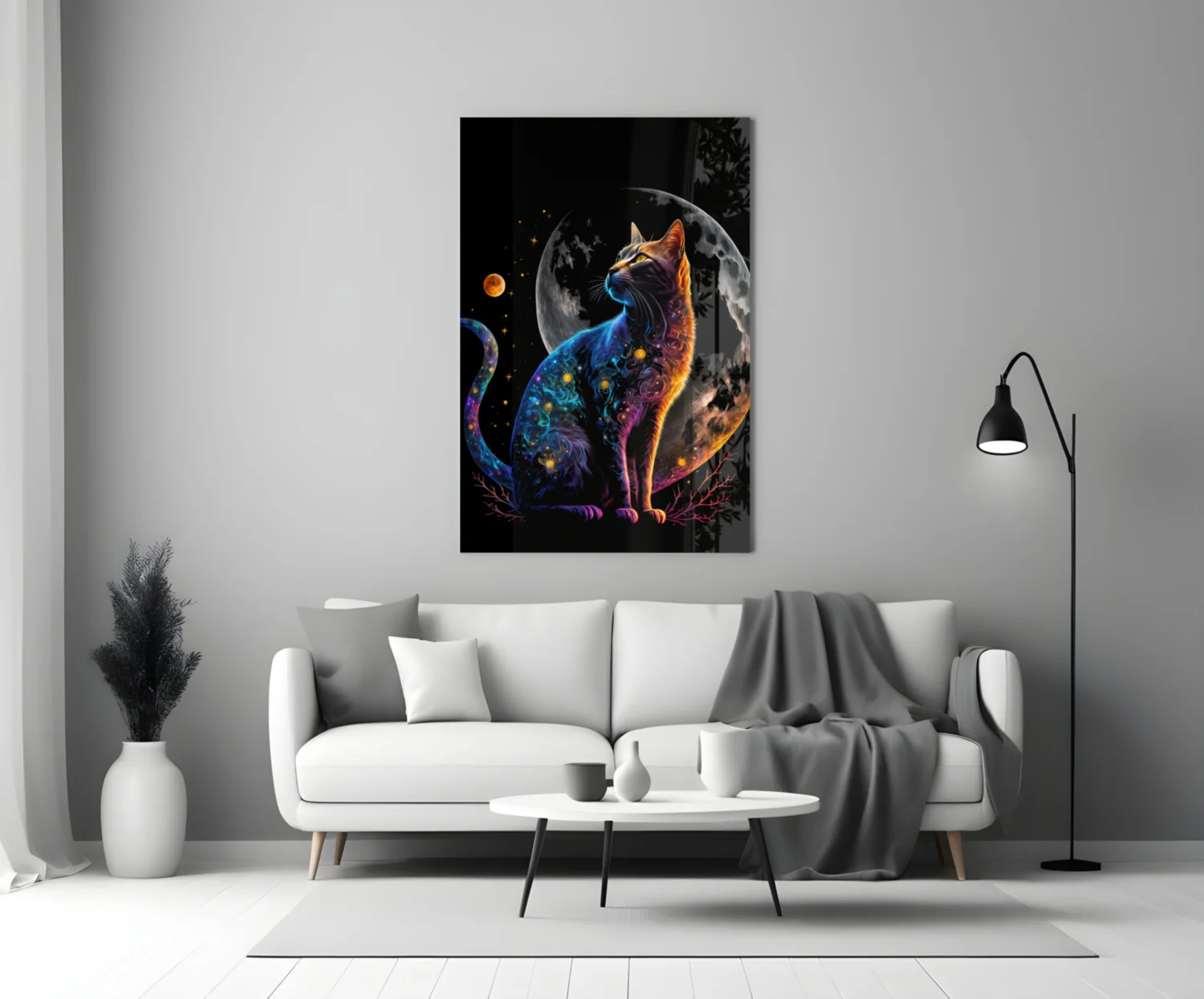 Moon Cat Glass Wall Art  || Designer Collection - Image 4