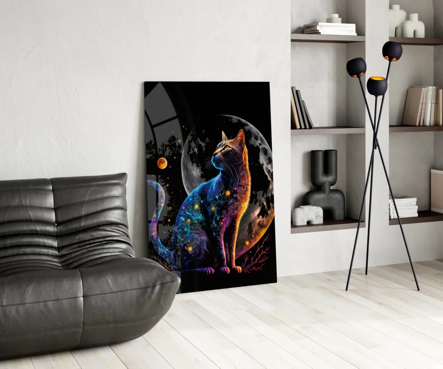 Moon Cat Glass Wall Art  || Designer Collection - Image 6