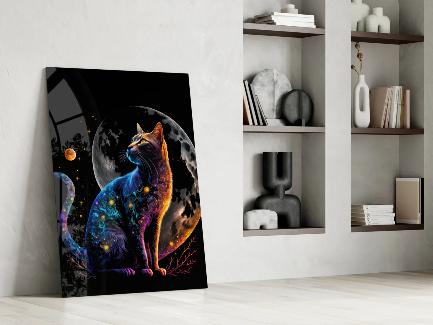 Moon Cat Glass Wall Art  || Designer Collection - Image 7
