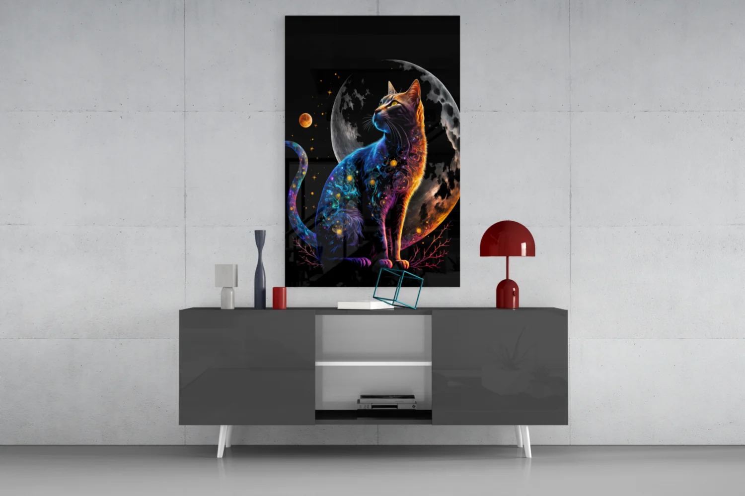 Moon Cat Glass Wall Art  || Designer Collection - Image 9