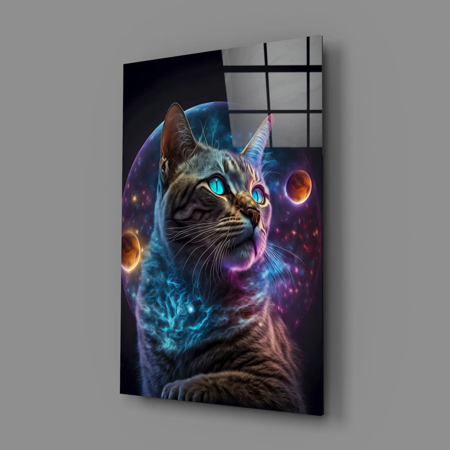 Moon Cat Glass Wall Art  || Designer Collection - Image 3