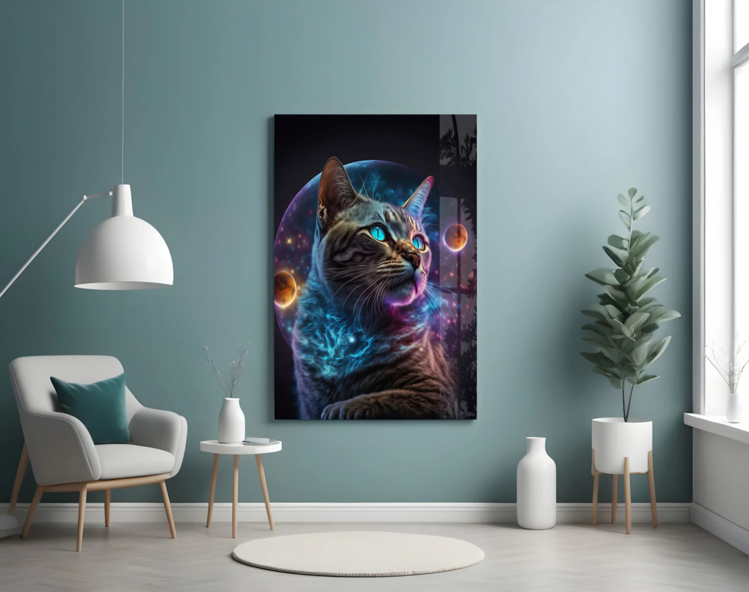 Moon Cat Glass Wall Art  || Designer Collection - Image 5