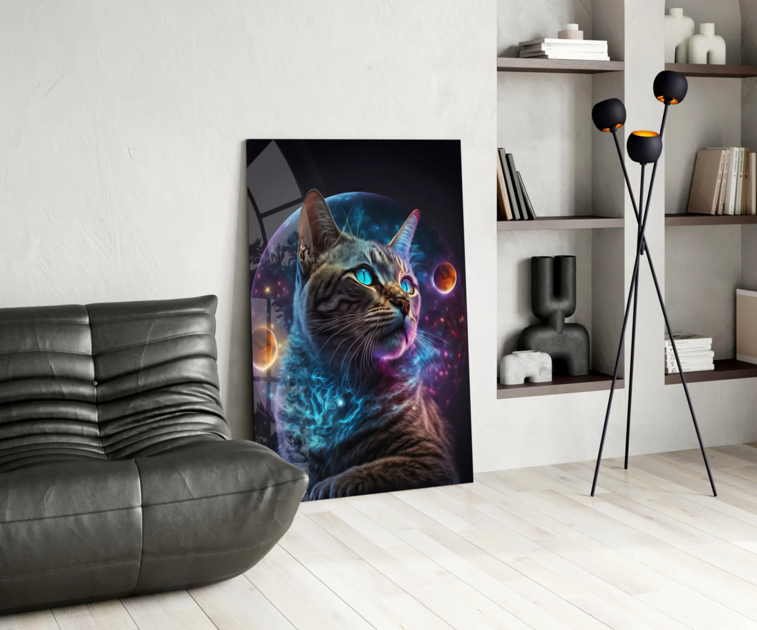 Moon Cat Glass Wall Art  || Designer Collection - Image 6