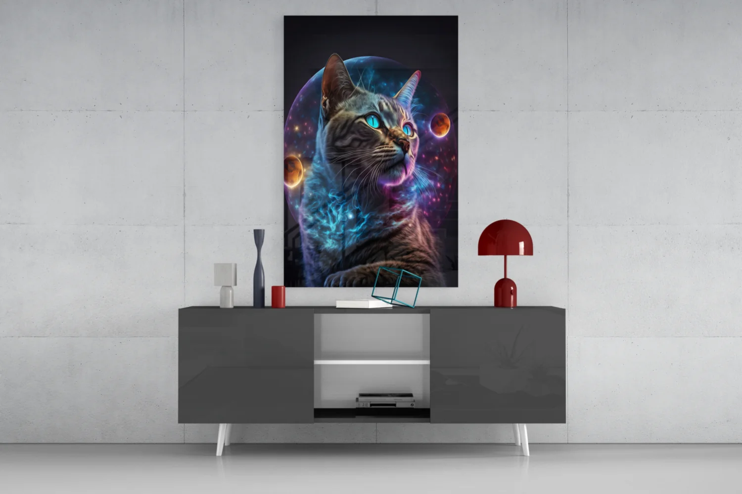 Moon Cat Glass Wall Art  || Designer Collection - Image 9