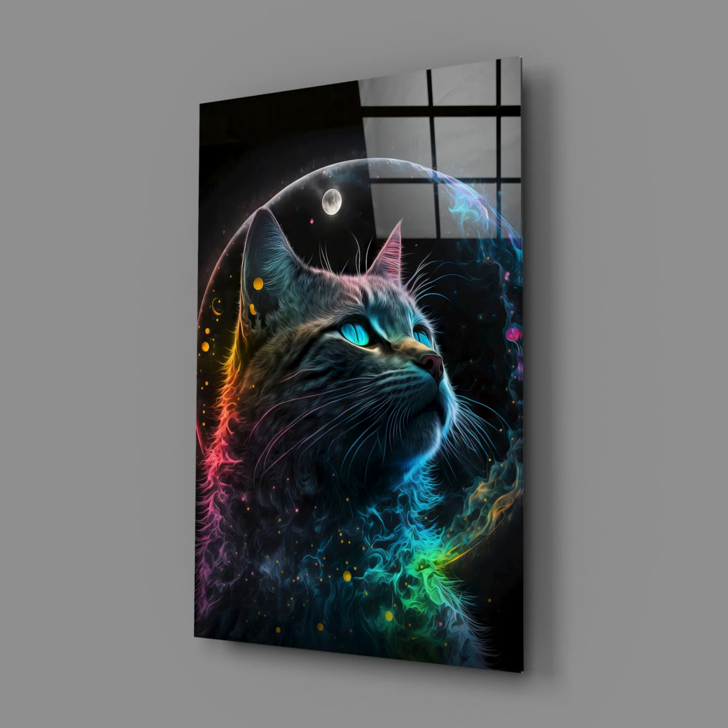 Moon Cat Glass Wall Art  || Designer Collection - Image 3