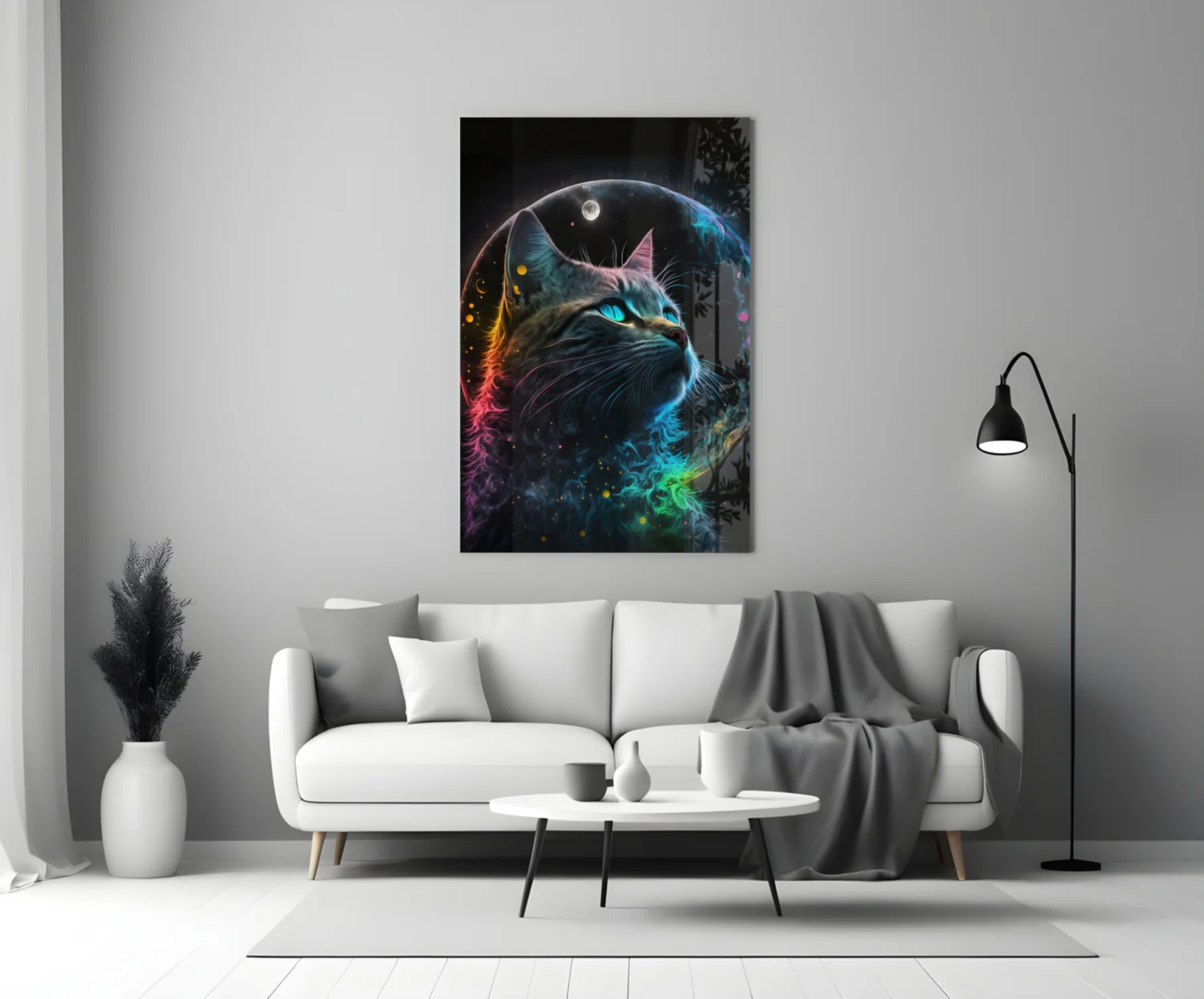 Moon Cat Glass Wall Art  || Designer Collection - Image 4