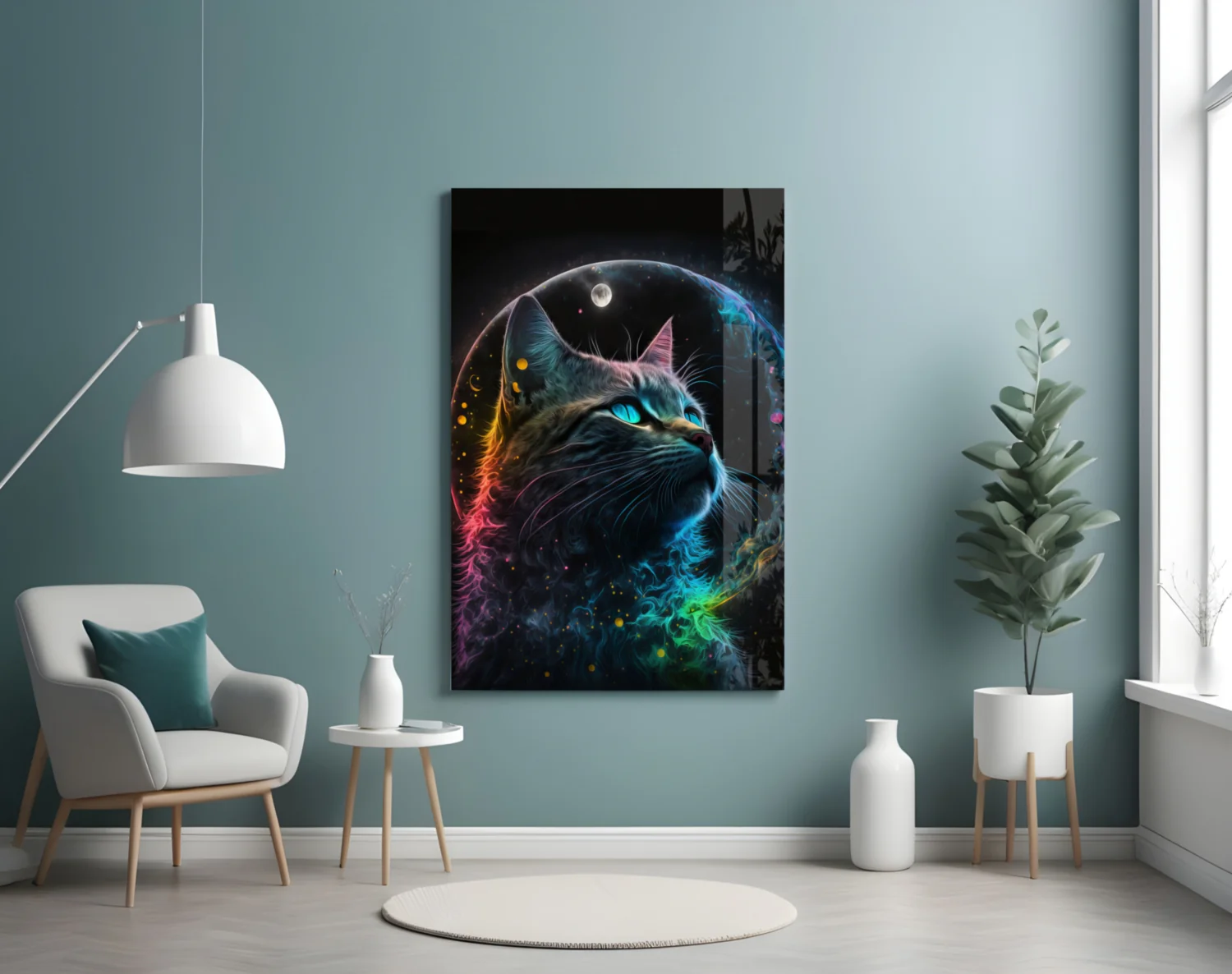 Moon Cat Glass Wall Art  || Designer Collection - Image 5