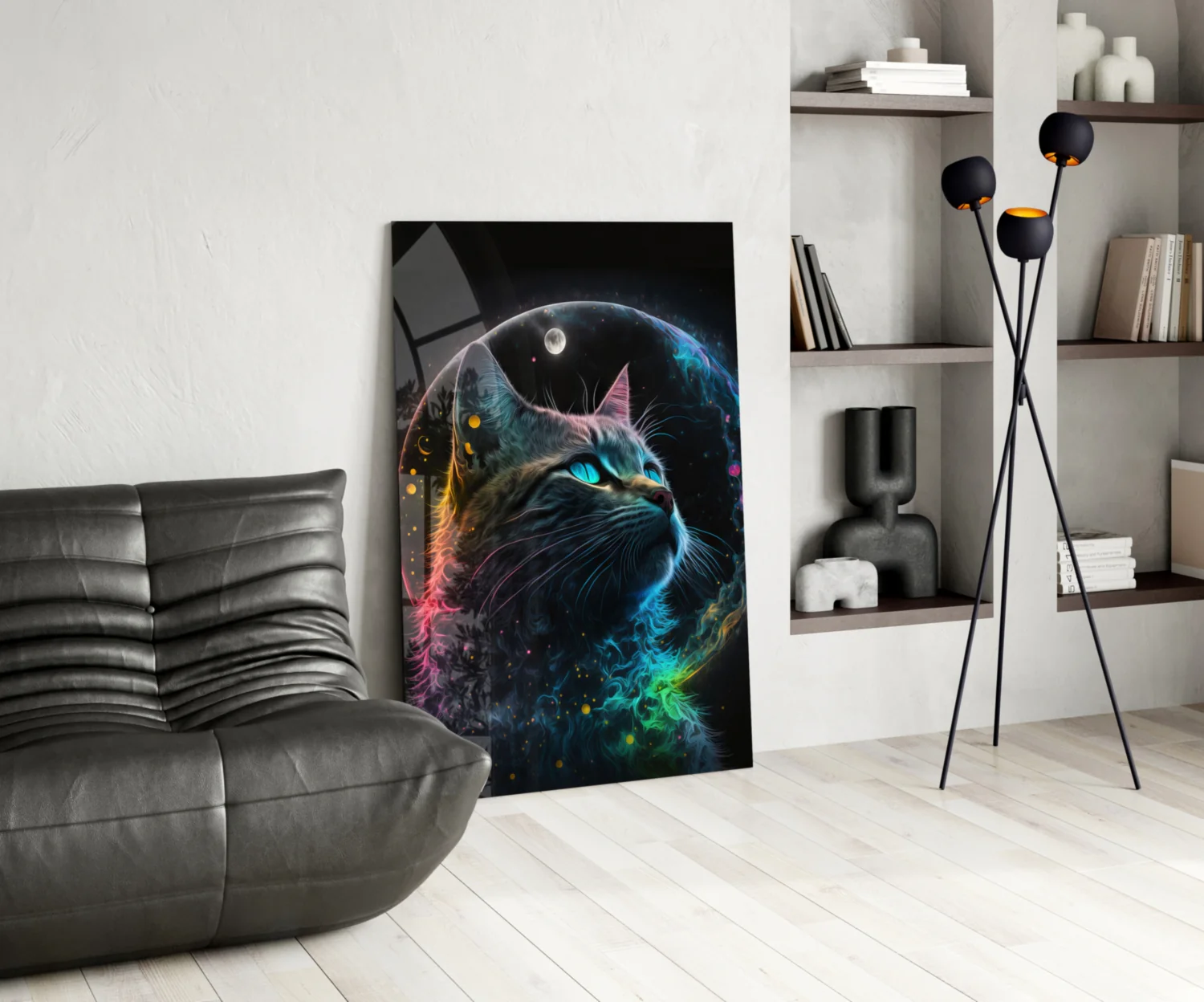 Moon Cat Glass Wall Art  || Designer Collection - Image 6