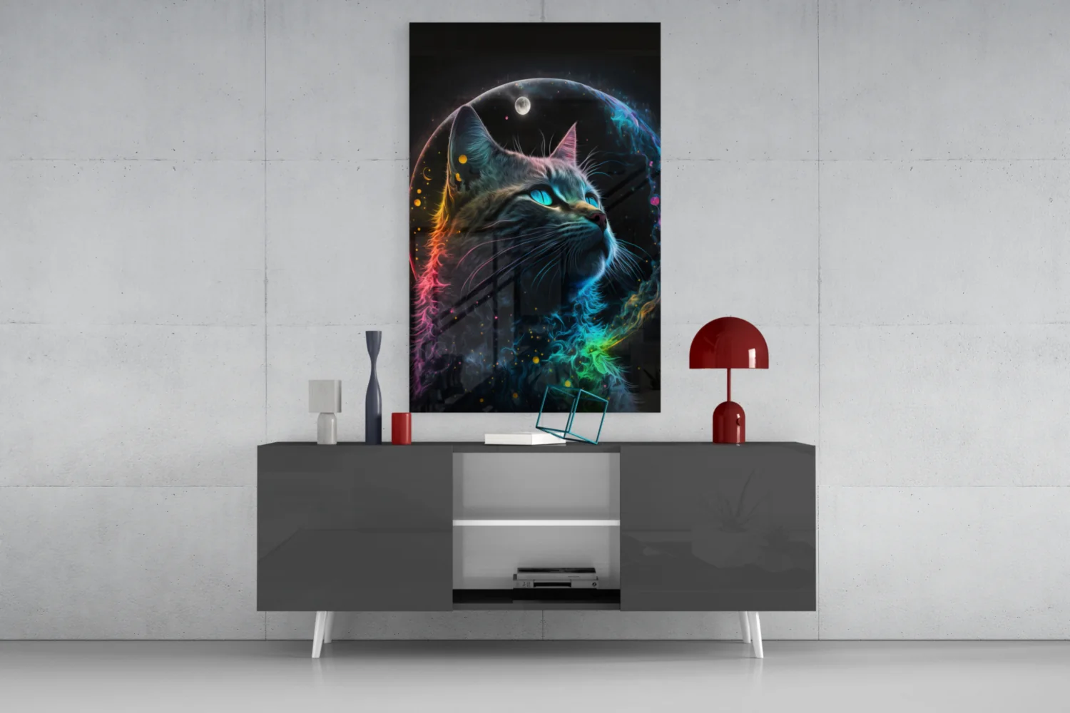 Moon Cat Glass Wall Art  || Designer Collection - Image 9