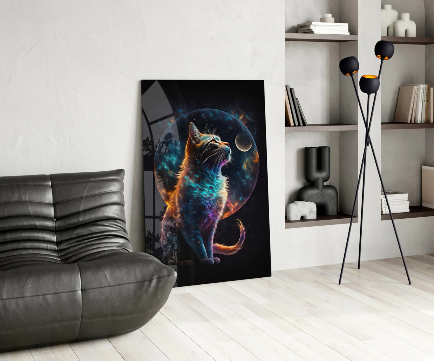 Moon Cat Glass Wall Art  || Designer Collection - Image 6